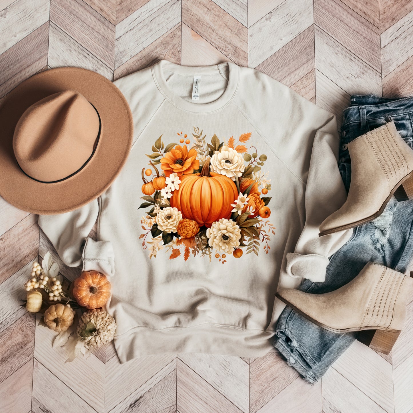 Pumpkin Floral Arrangement | Bella Canvas Sweatshirt