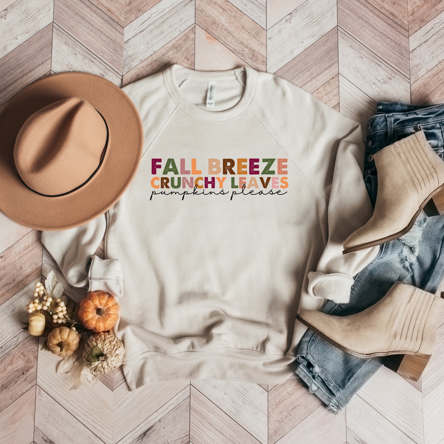 Fall Breeze Crunch Leaves Colorful | Bella Canvas Sweatshirt