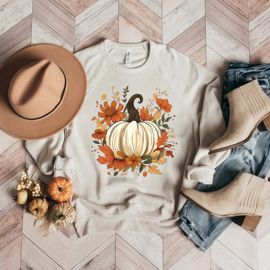 Fall Pumpkin Floral | Bella Canvas Sweatshirt
