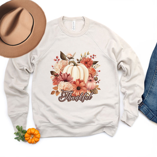 Thankful Pumpkin Floral | Bella Canvas Sweatshirt