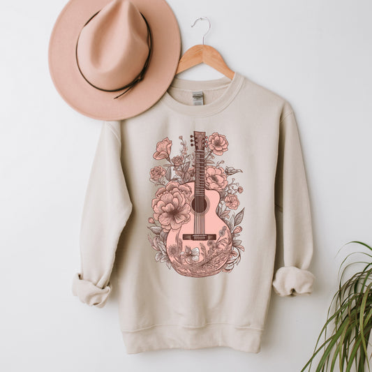 Pink Guitar Floral | Sweatshirt