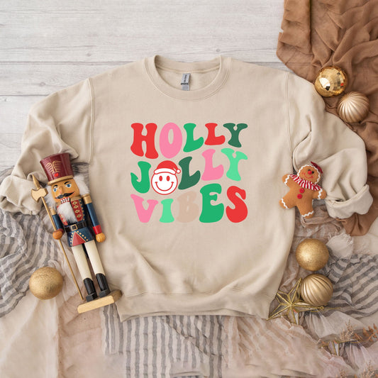 Clearance Holly Jolly Vibes Smile | Sweatshirt