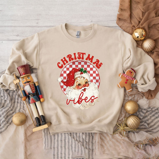 Clearance Christmas Vibes Santa Checkered | Sweatshirt