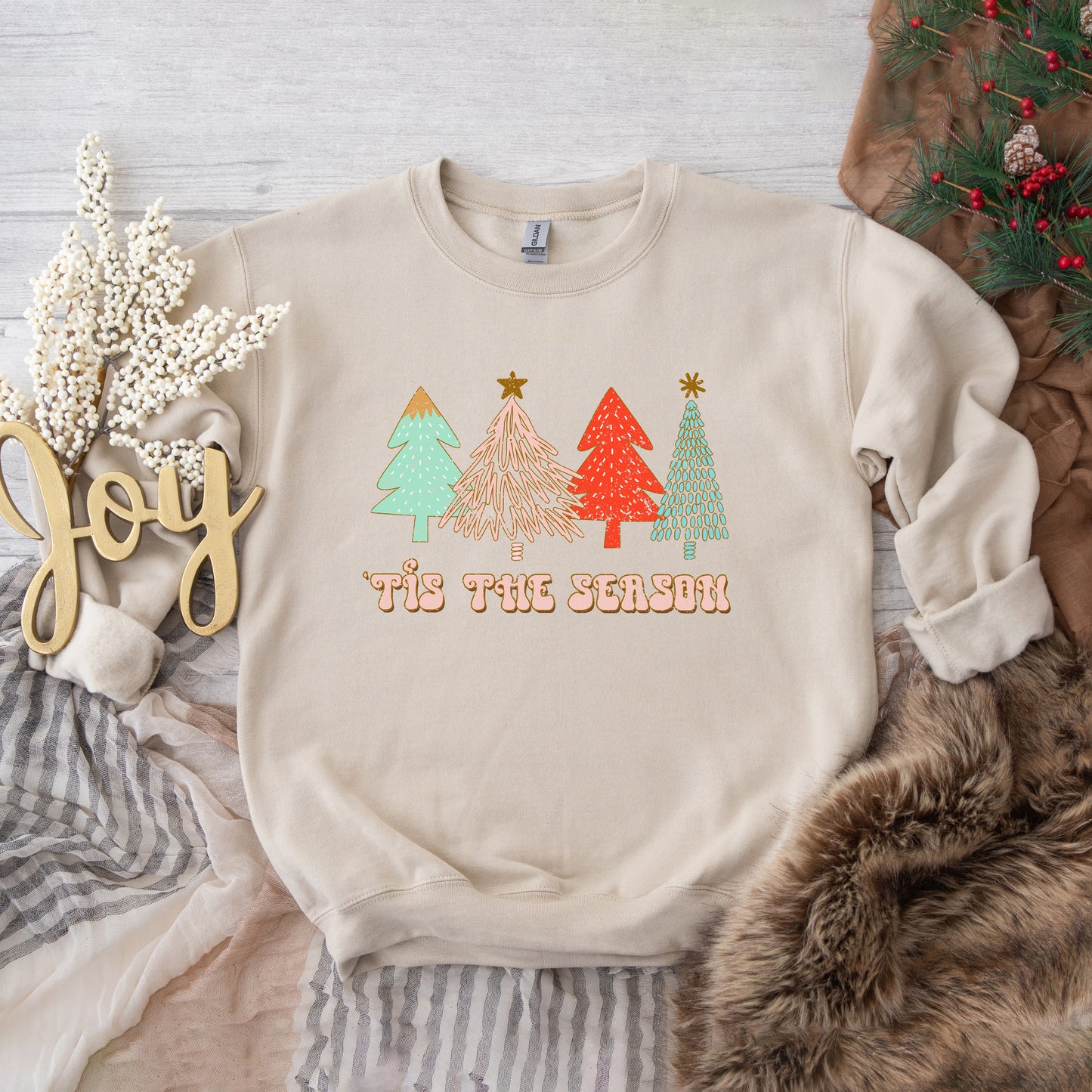 Tis The Season Trees Grunge | Sweatshirt