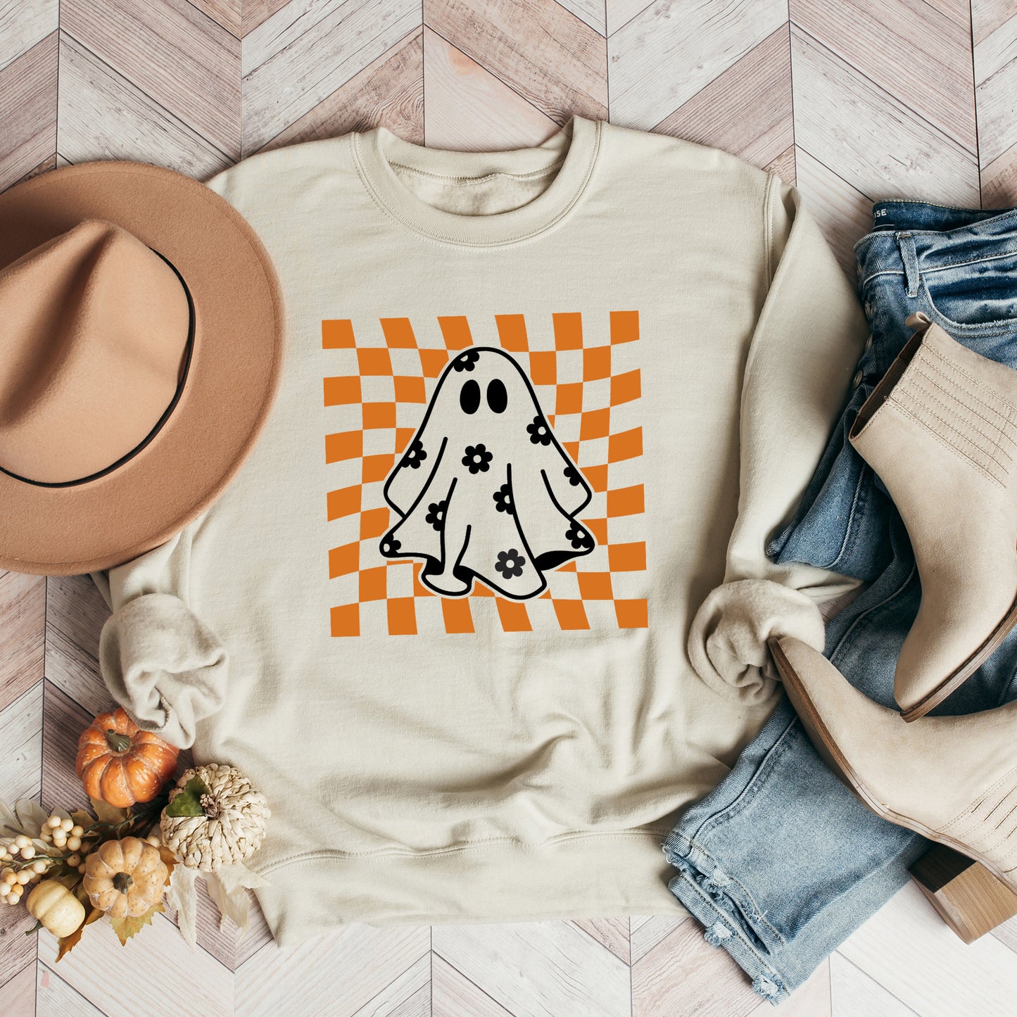 Checkered Flower Ghost | Sweatshirt