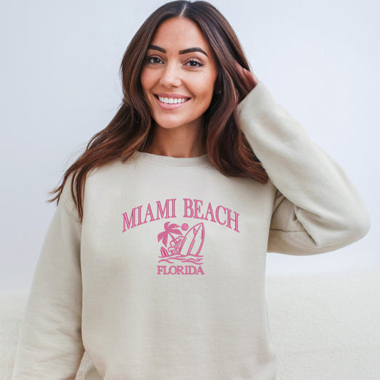 Embroidered Miami Beach Florida | Sweatshirt