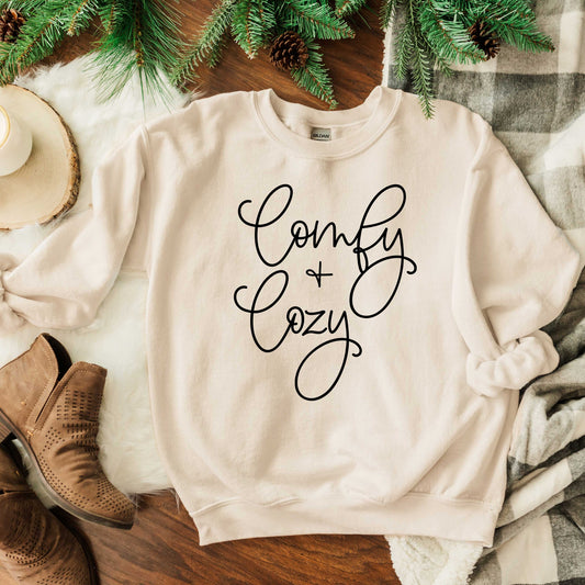 Clearance Comfy And Cozy Cursive | Graphic Sweatshirt