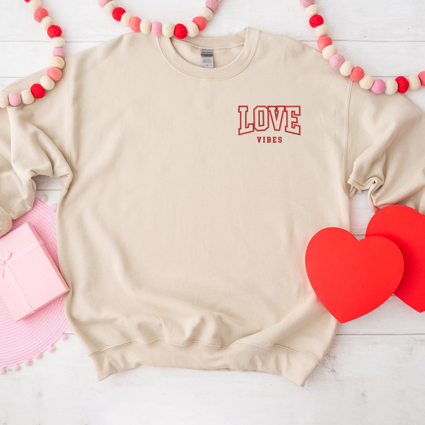 Embroidered Varsity Love Vibes | Sweatshirt
