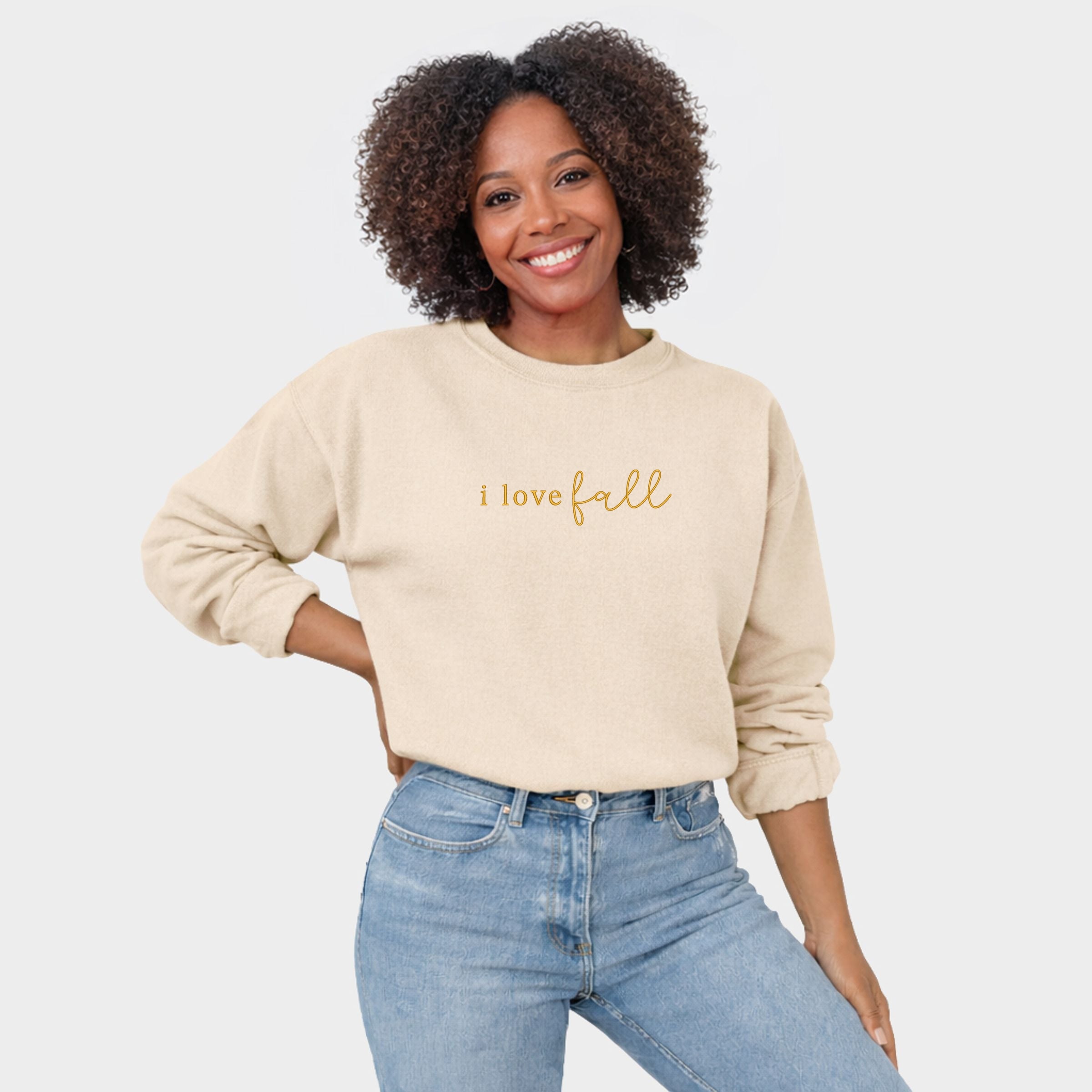 Embroidered I Love Fall - Women's Graphic Sweatshirt