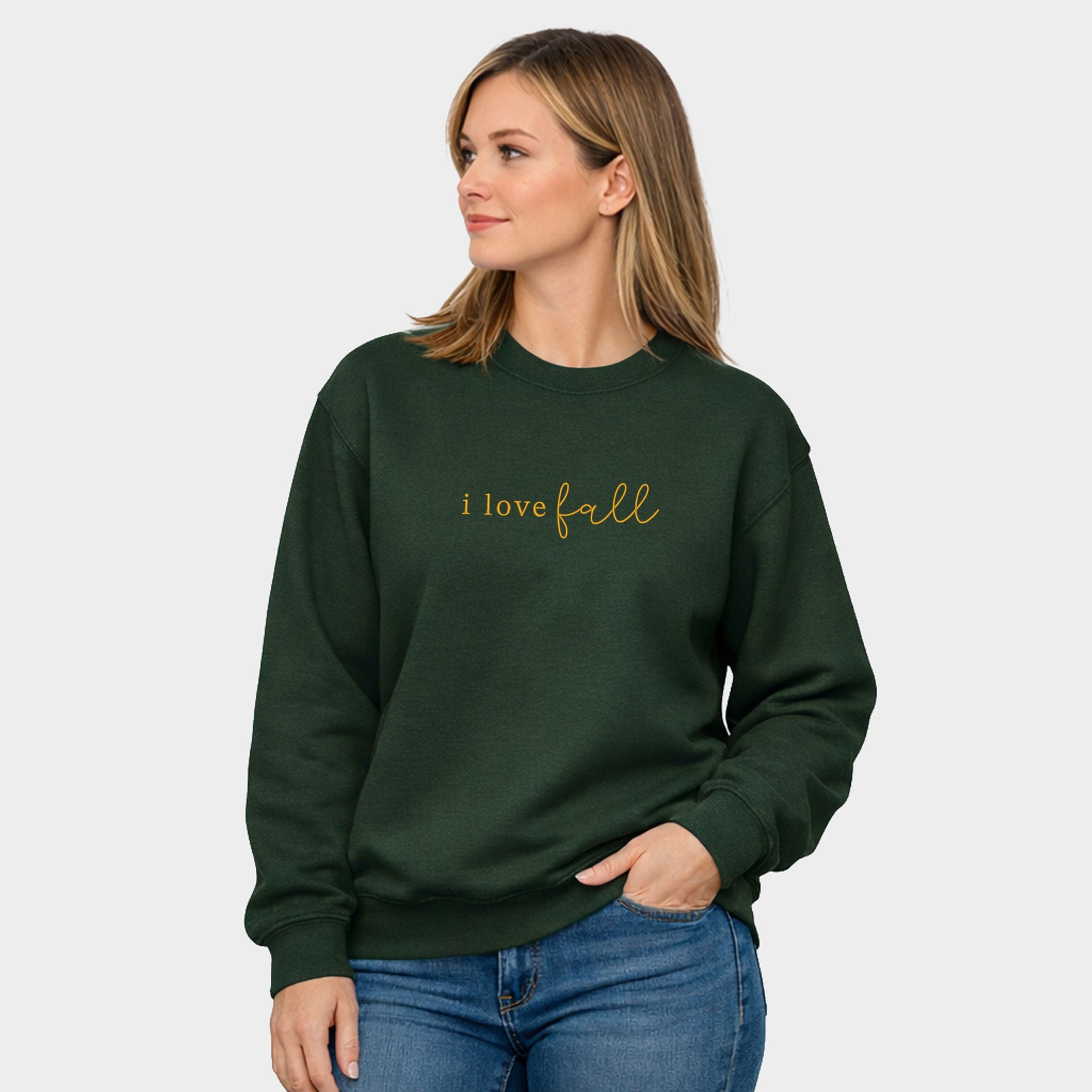 Embroidered I Love Fall - Women's Graphic Sweatshirt