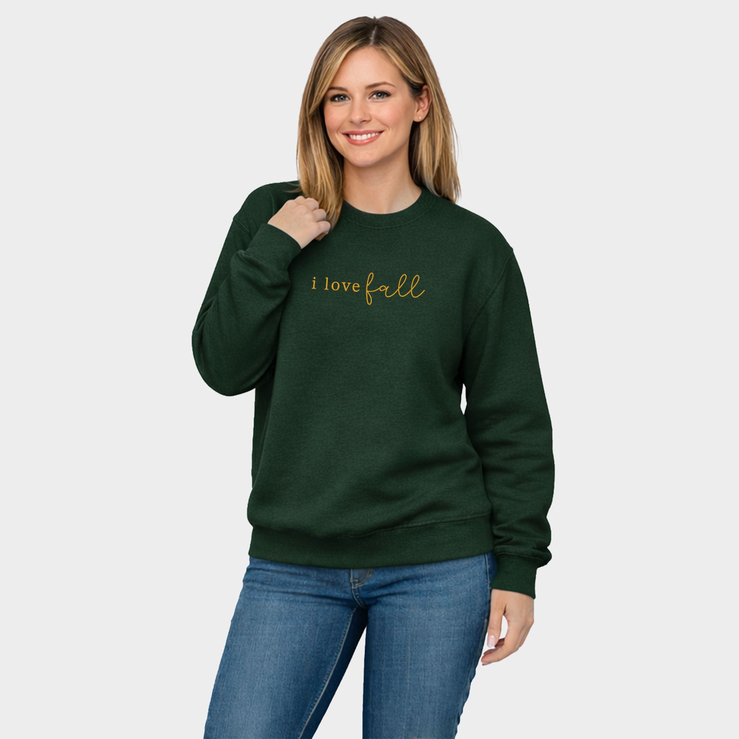 Embroidered I Love Fall - Women's Graphic Sweatshirt
