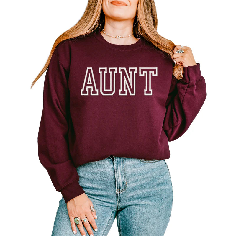 Embroidered Aunt Outline - Women's Graphic Sweatshirt