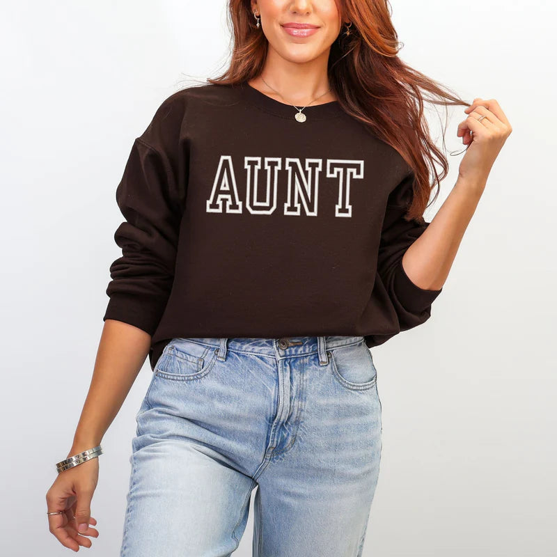 Embroidered Aunt Outline - Women's Graphic Sweatshirt