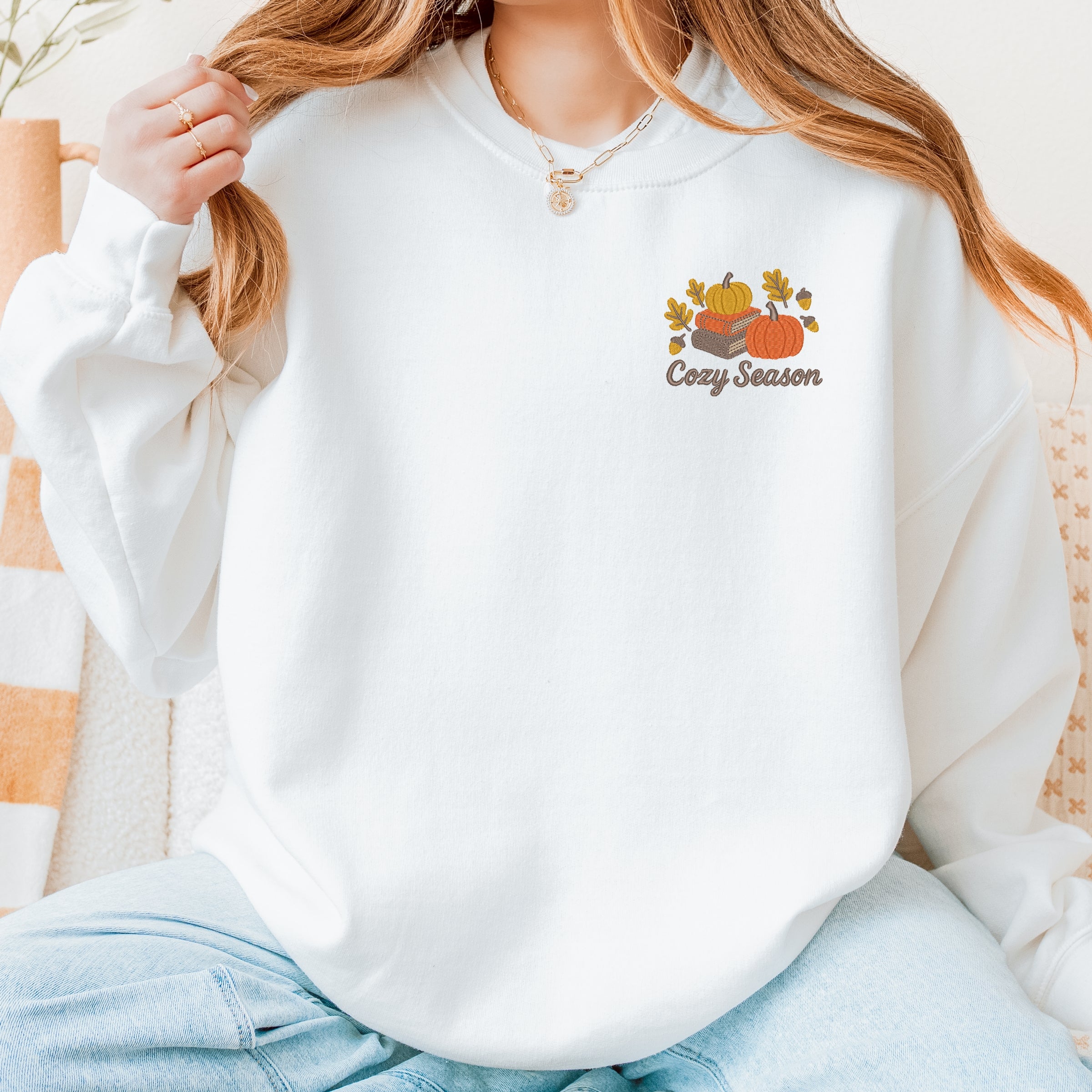 Embroidered Cozy Season Books -  Women's Sweatshirt