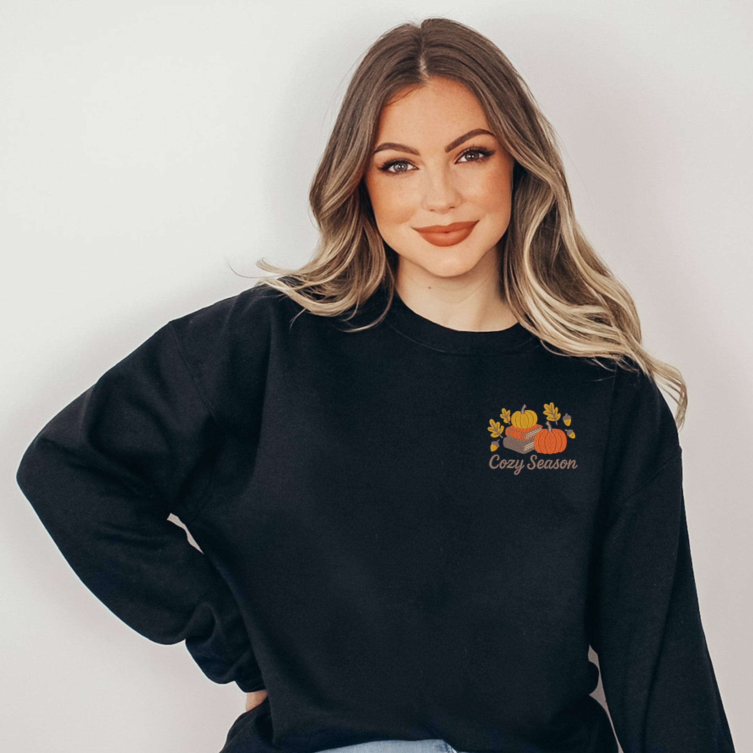Embroidered Cozy Season Books -  Women's Sweatshirt