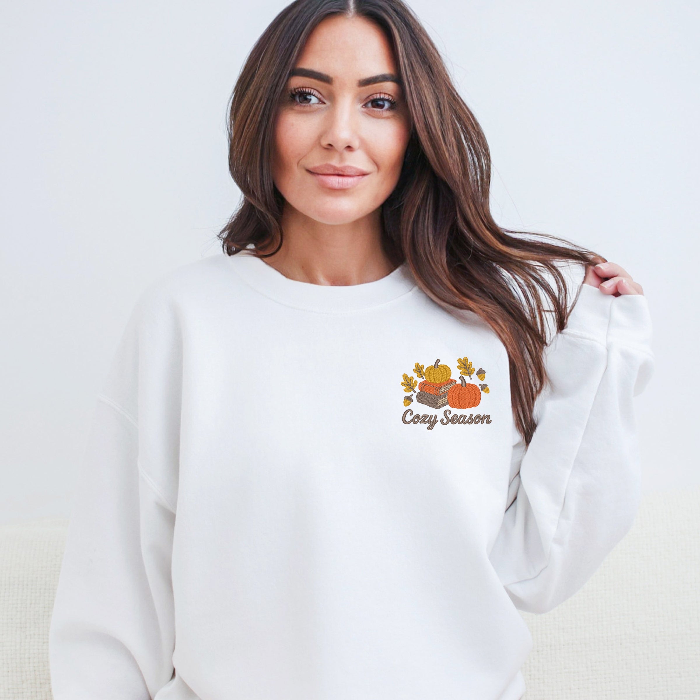 Embroidered Cozy Season Books -  Women's Sweatshirt