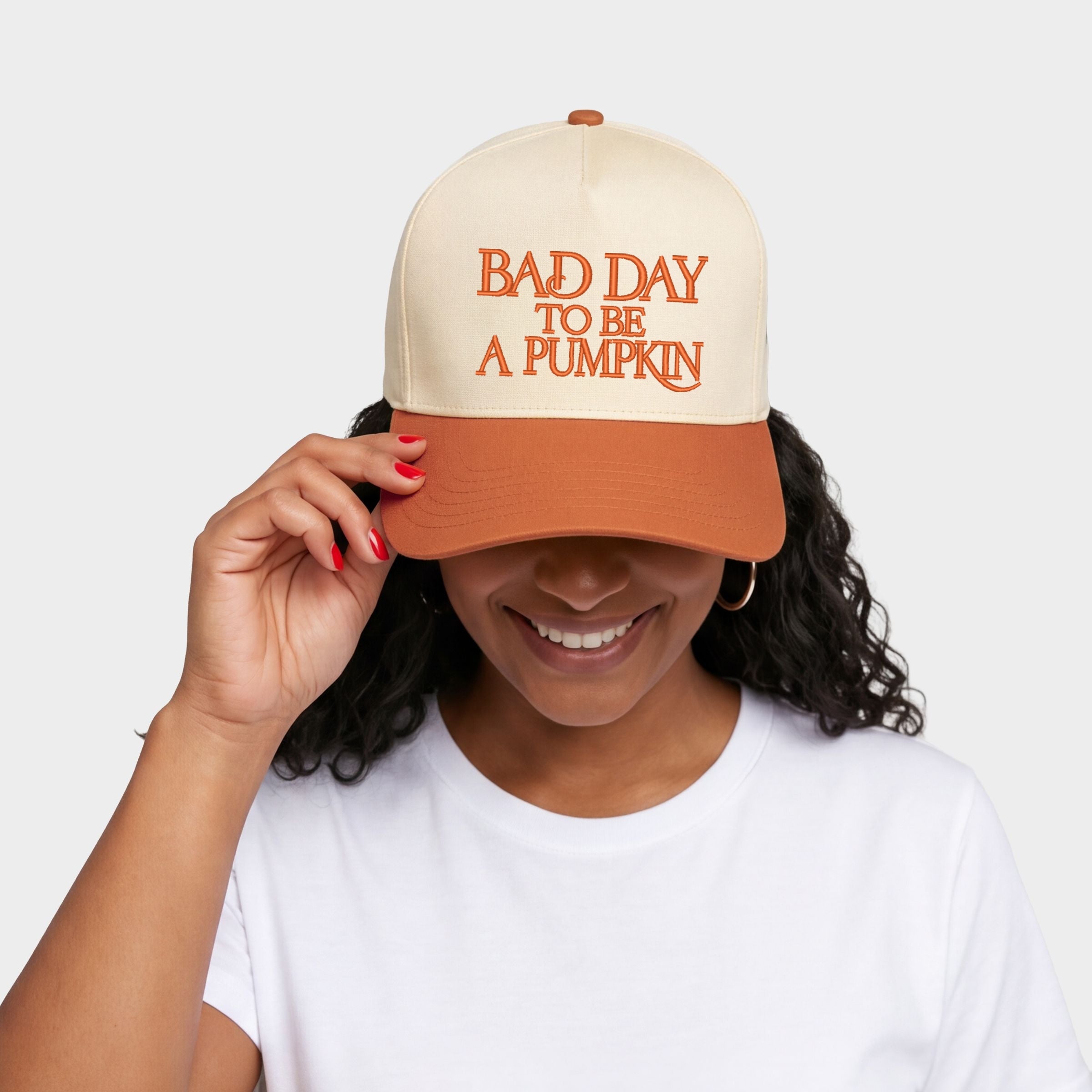 Embroidered Bad Day To Be A Pumpkin - Women's Canvas Trucker Hat