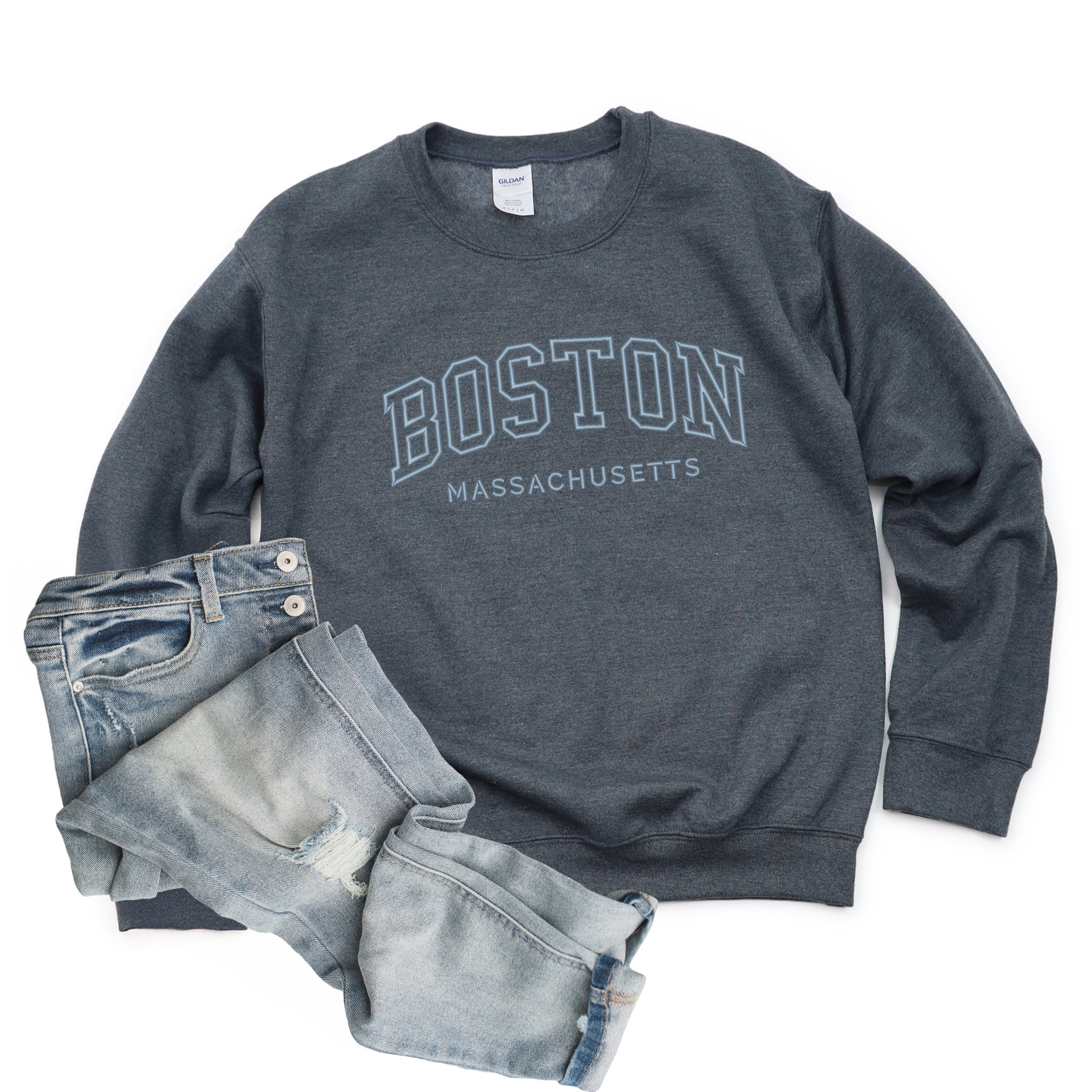 Embroidered Boston Massachusetts -  Womens Graphic Sweatshirt