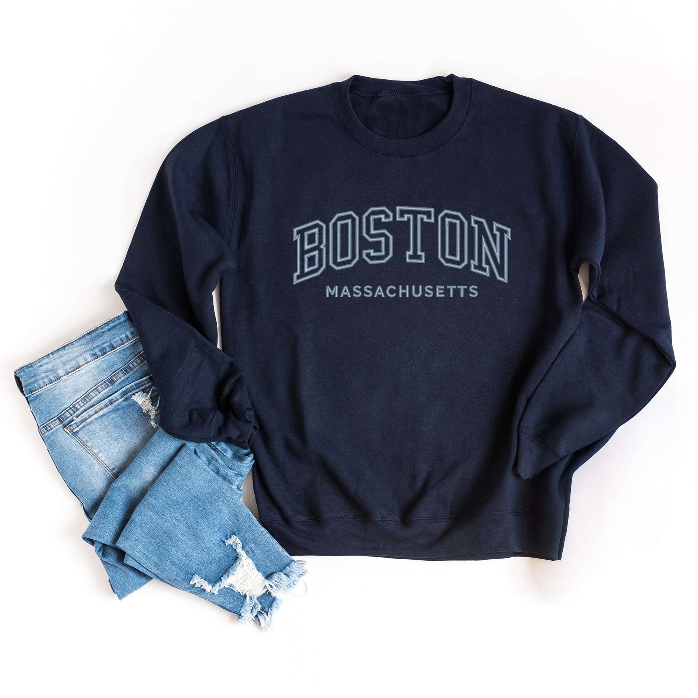Embroidered Boston Massachusetts -  Womens Graphic Sweatshirt