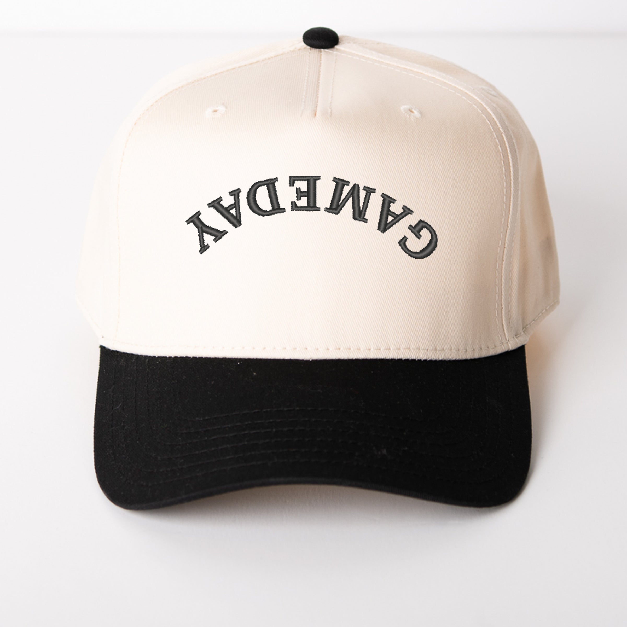 3D Puff Embroidered Game Day Upside Down Arch - Women's Canvas Trucker Hat