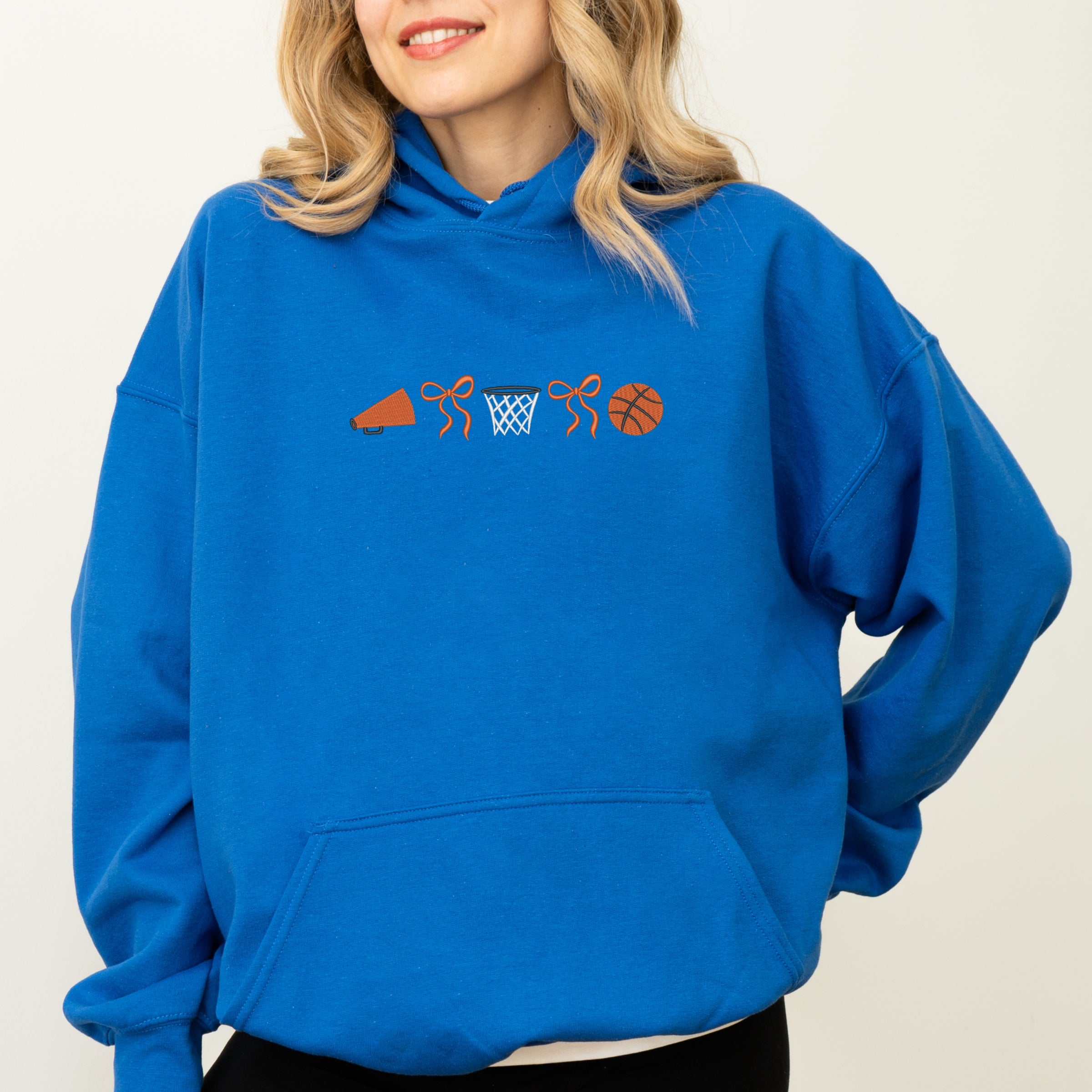 Embroidered Basketball Icons - Women's Graphic Hoodie