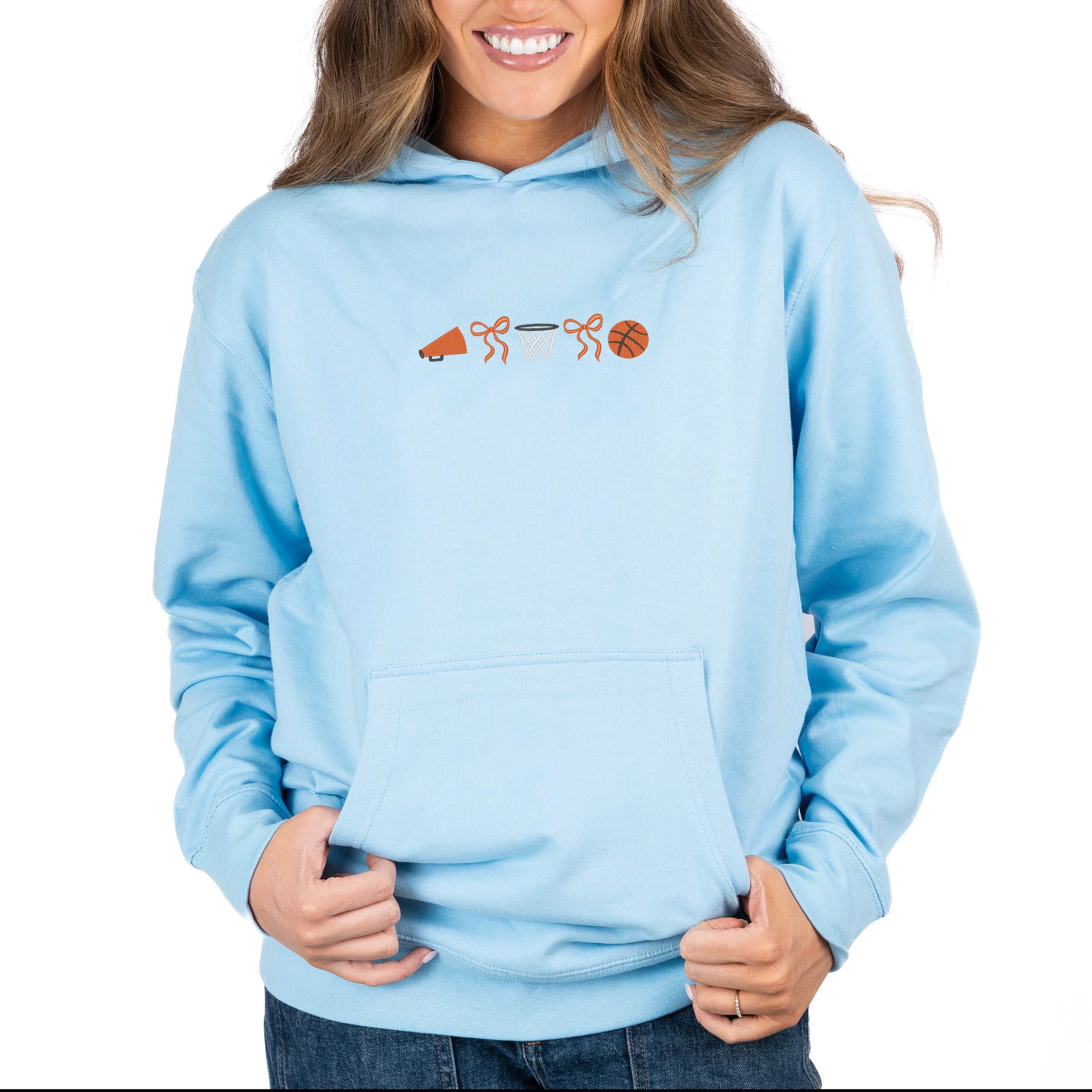 Embroidered Basketball Icons - Women's Graphic Hoodie