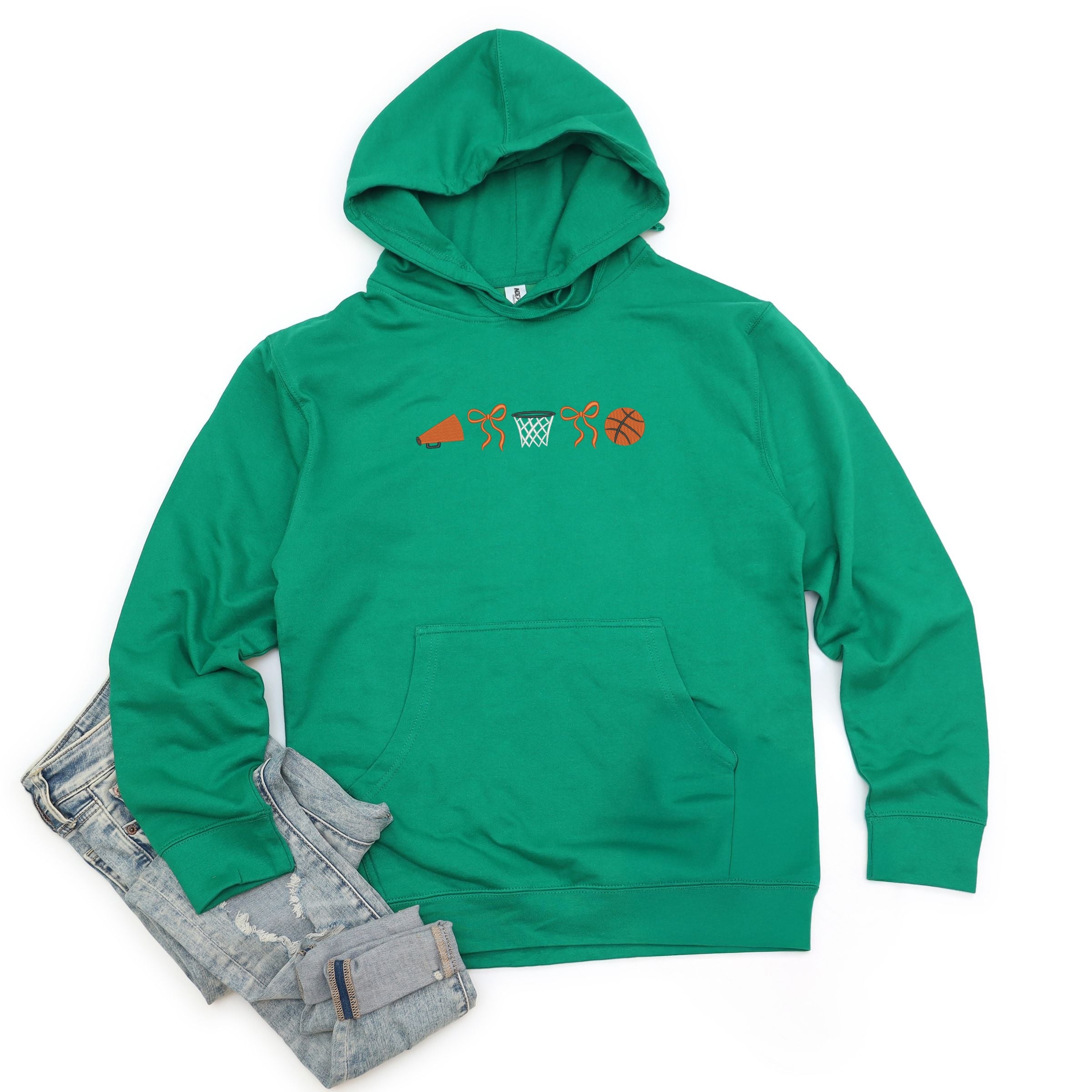 Embroidered Basketball Icons - Women's Graphic Hoodie