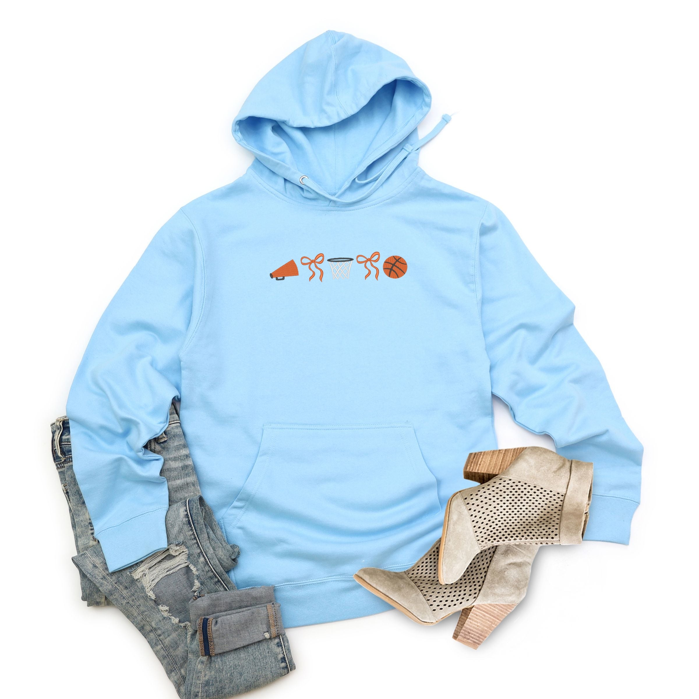 Embroidered Basketball Icons - Women's Graphic Hoodie