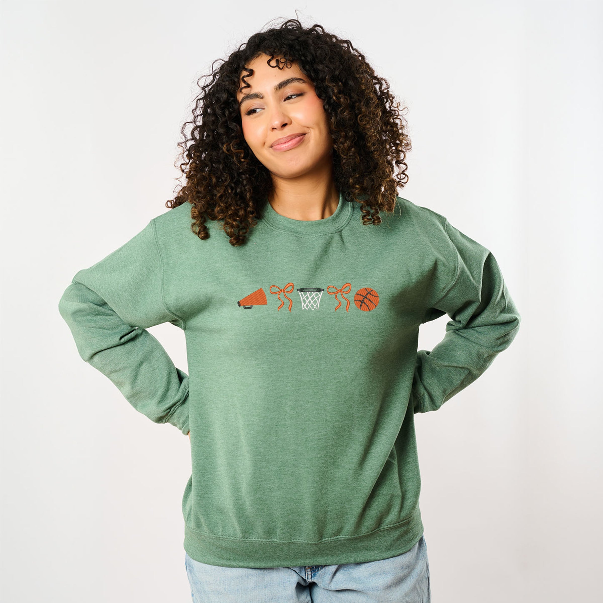 Embroidered Basketball Icons - Women's Graphic Sweatshirt