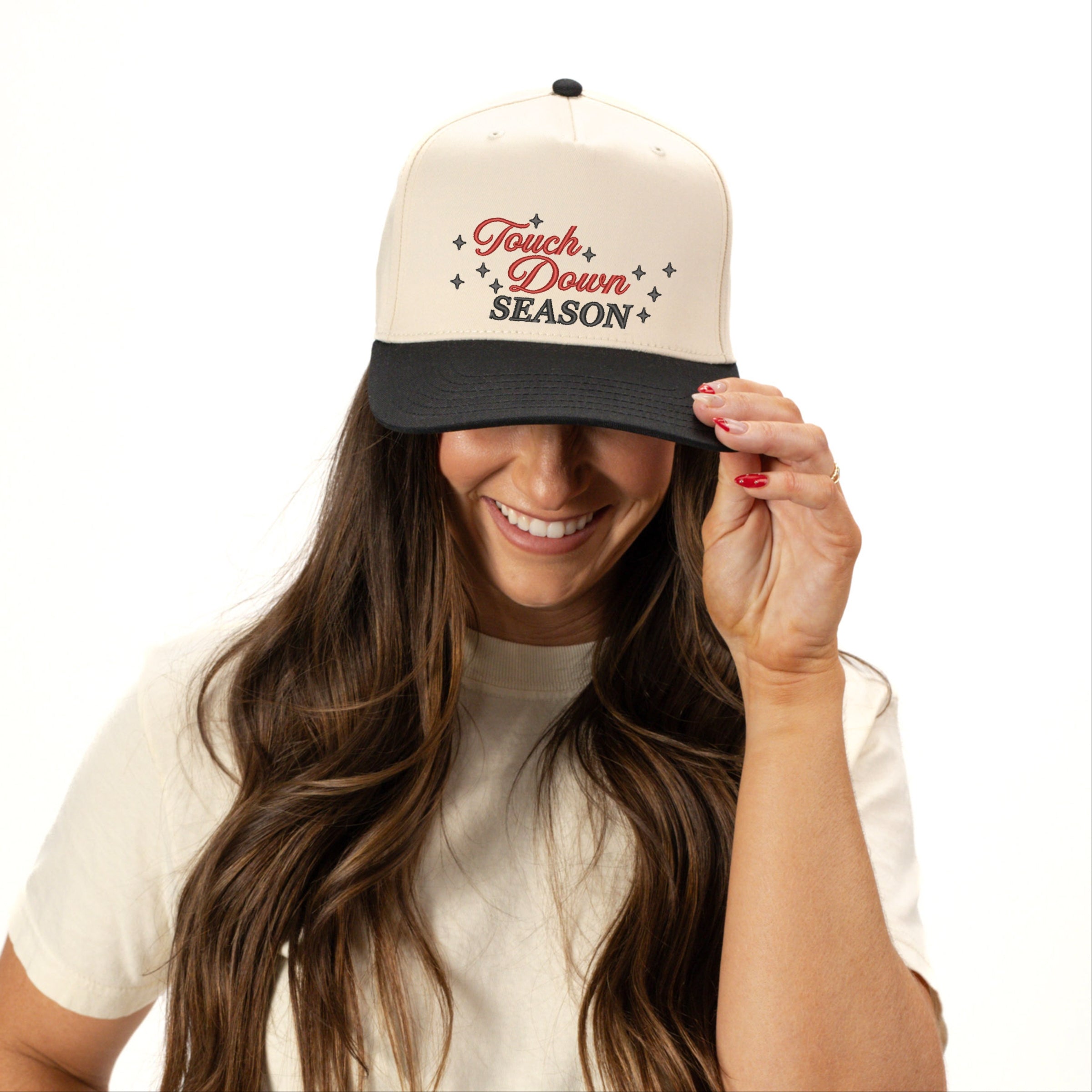 Embroidered Touch Down Season Stars - Women's Canvas Trucker Hat