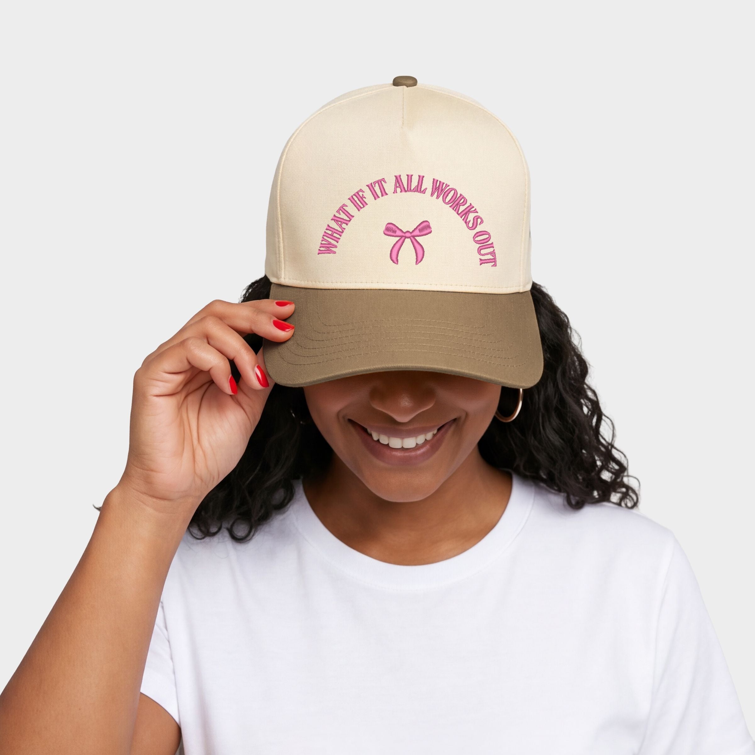 Embroidered What If It All Works Out - Women's Canvas Trucker Hat
