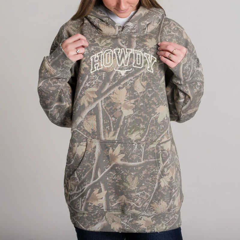 Embroidered Howdy Bull Varsity - Camo Hoodie