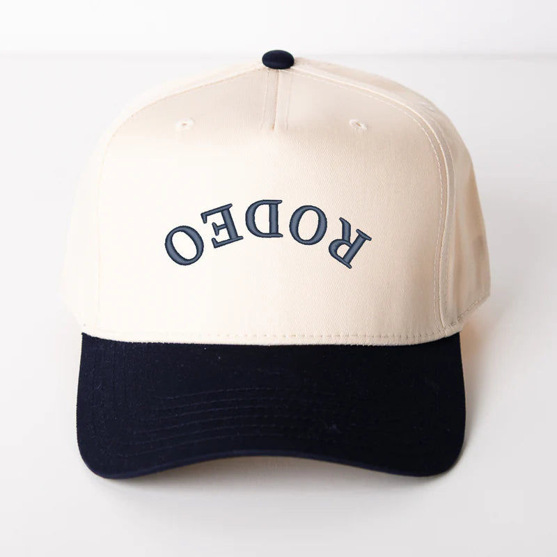 3D Puff Embroidered Rodeo Upside Down Arch - Women's Canvas Trucker Hat