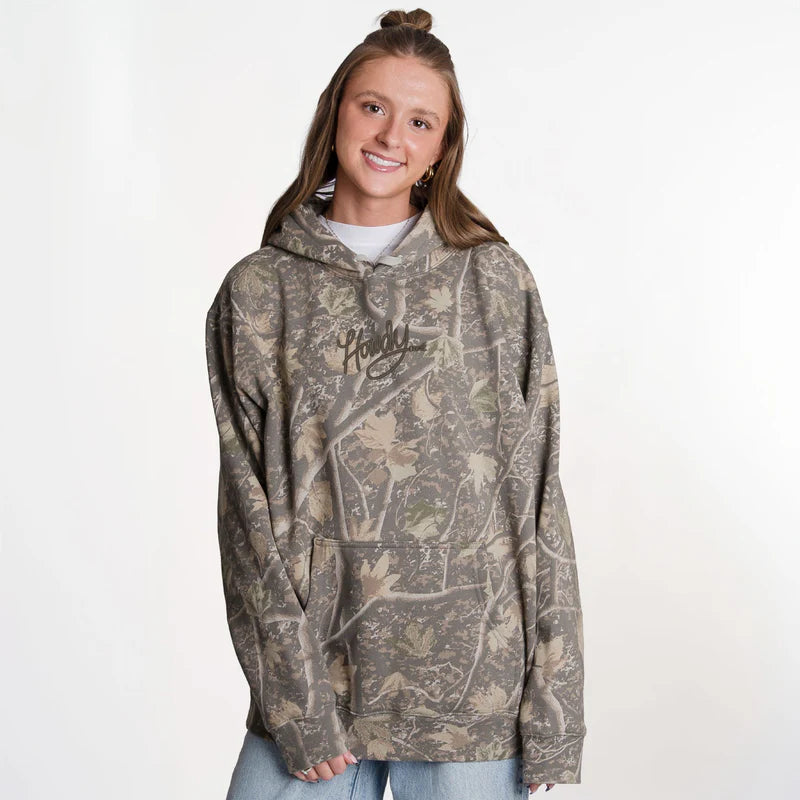 Embroidered Howdy Rope - Camo Hoodie