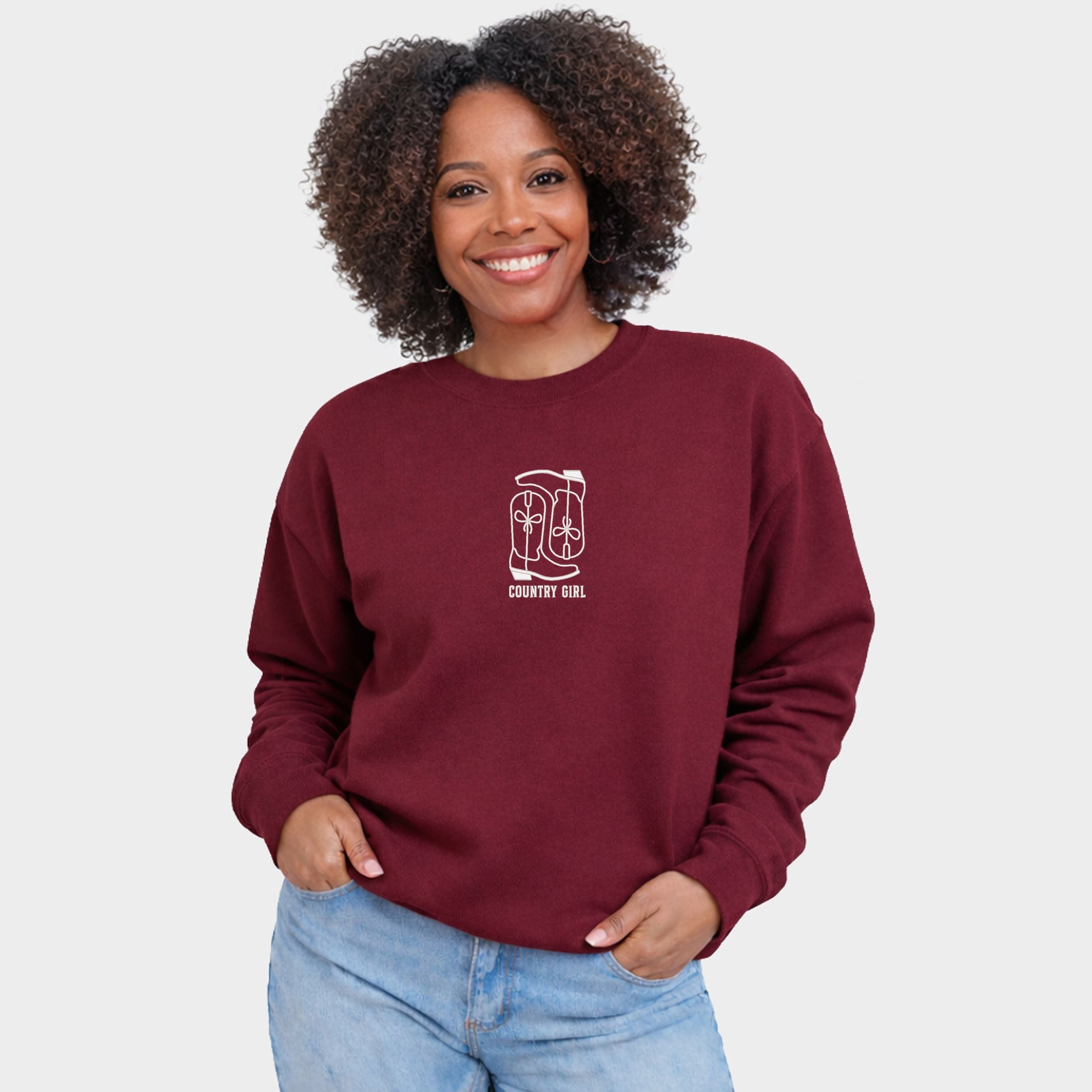 Embroidered Boots Country Girl - Women's Graphic Sweatshirt