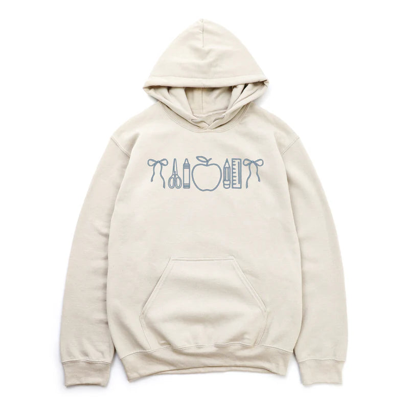 Embroidered Bows School Icons - Women's Graphic Hoodie