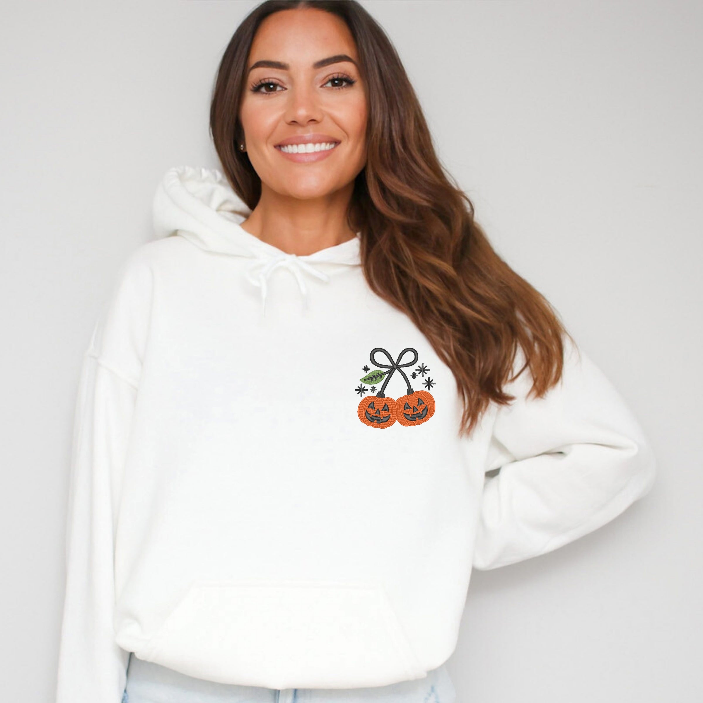 Embroidered Pumpkin Bow - Women's Hoodie
