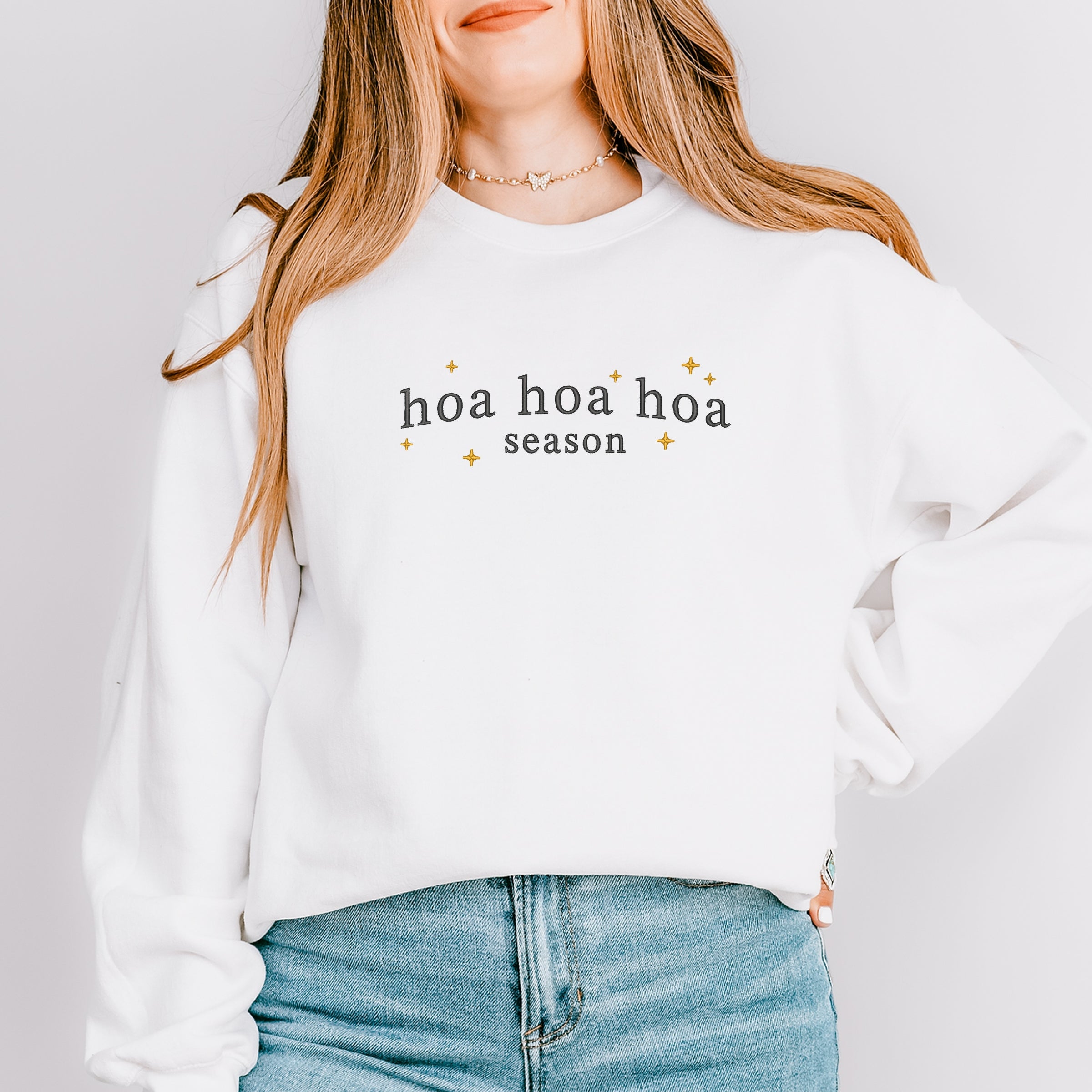 Embroidered Hoa Hoa Hoa Season - Women's Graphic Sweatshirt