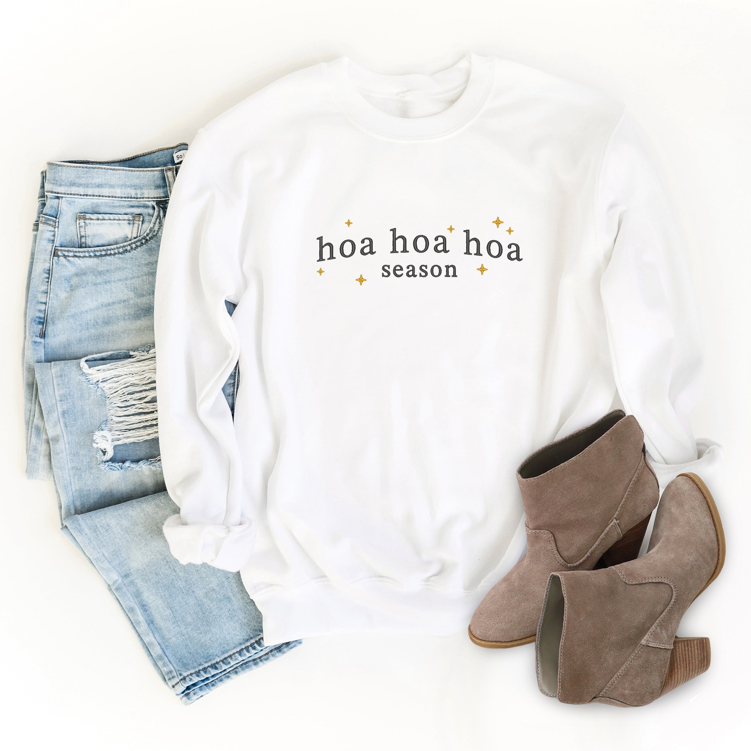 Embroidered Hoa Hoa Hoa Season - Women's Graphic Sweatshirt