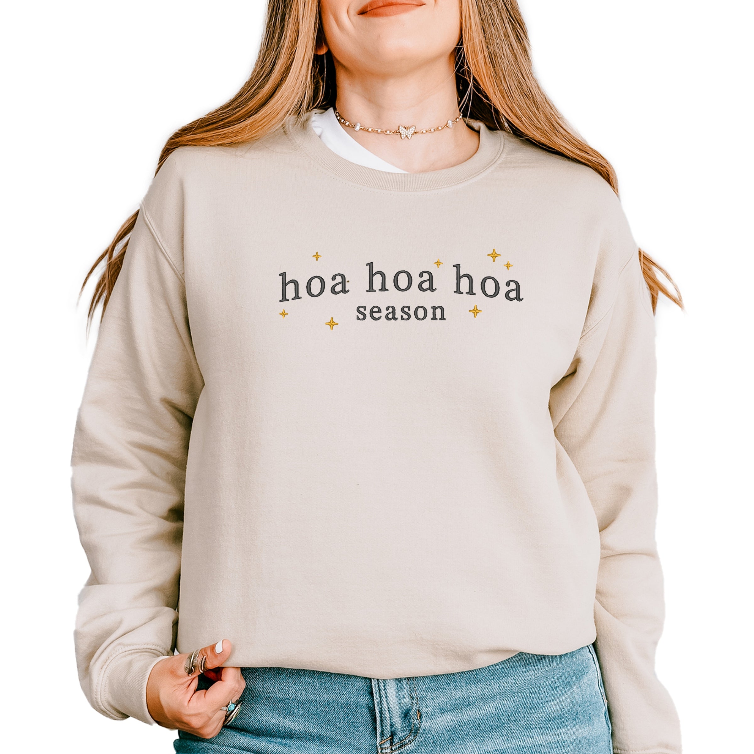 Embroidered Hoa Hoa Hoa Season - Women's Graphic Sweatshirt