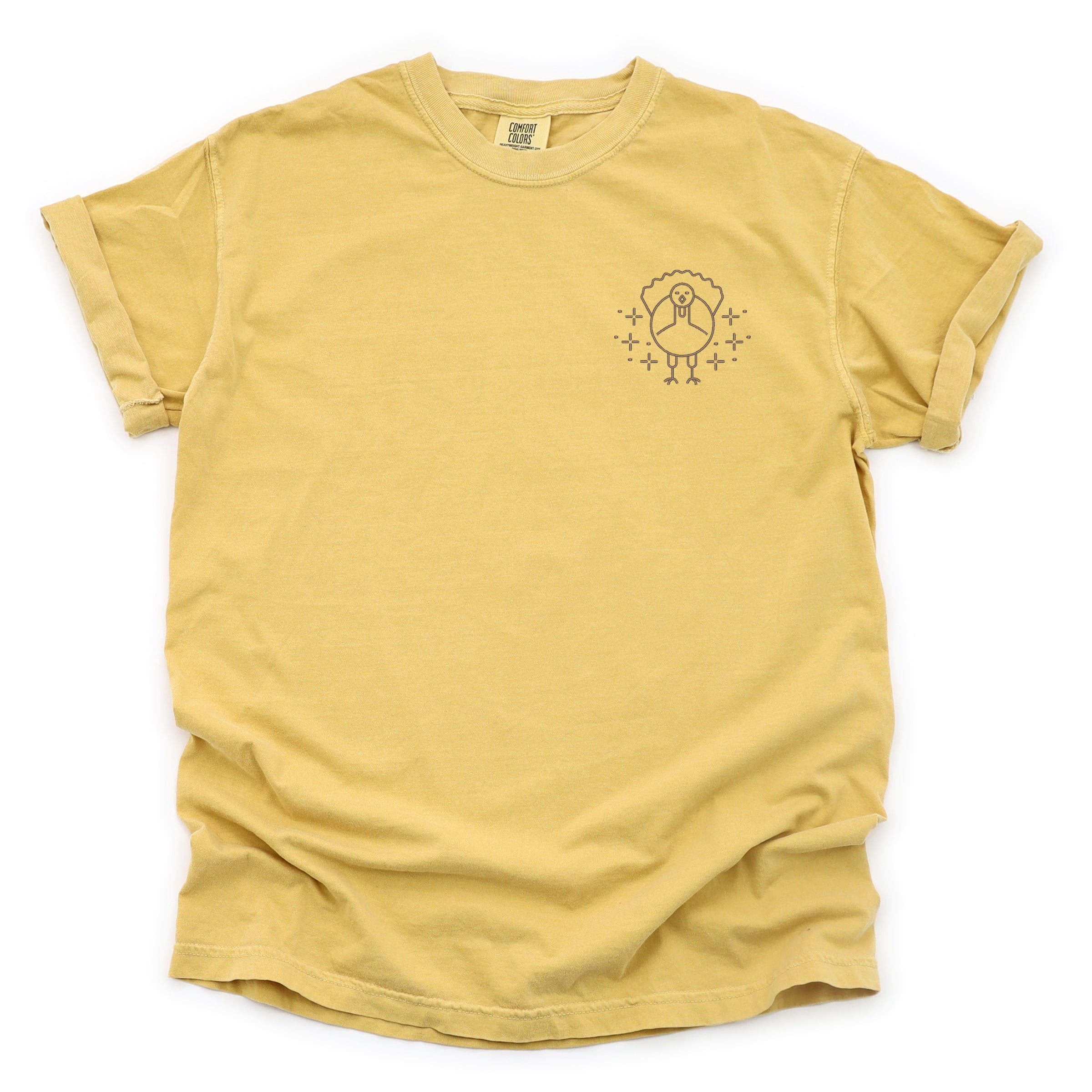 Embroidered Turkey Sparkles - Womens Garment Dyed Tee