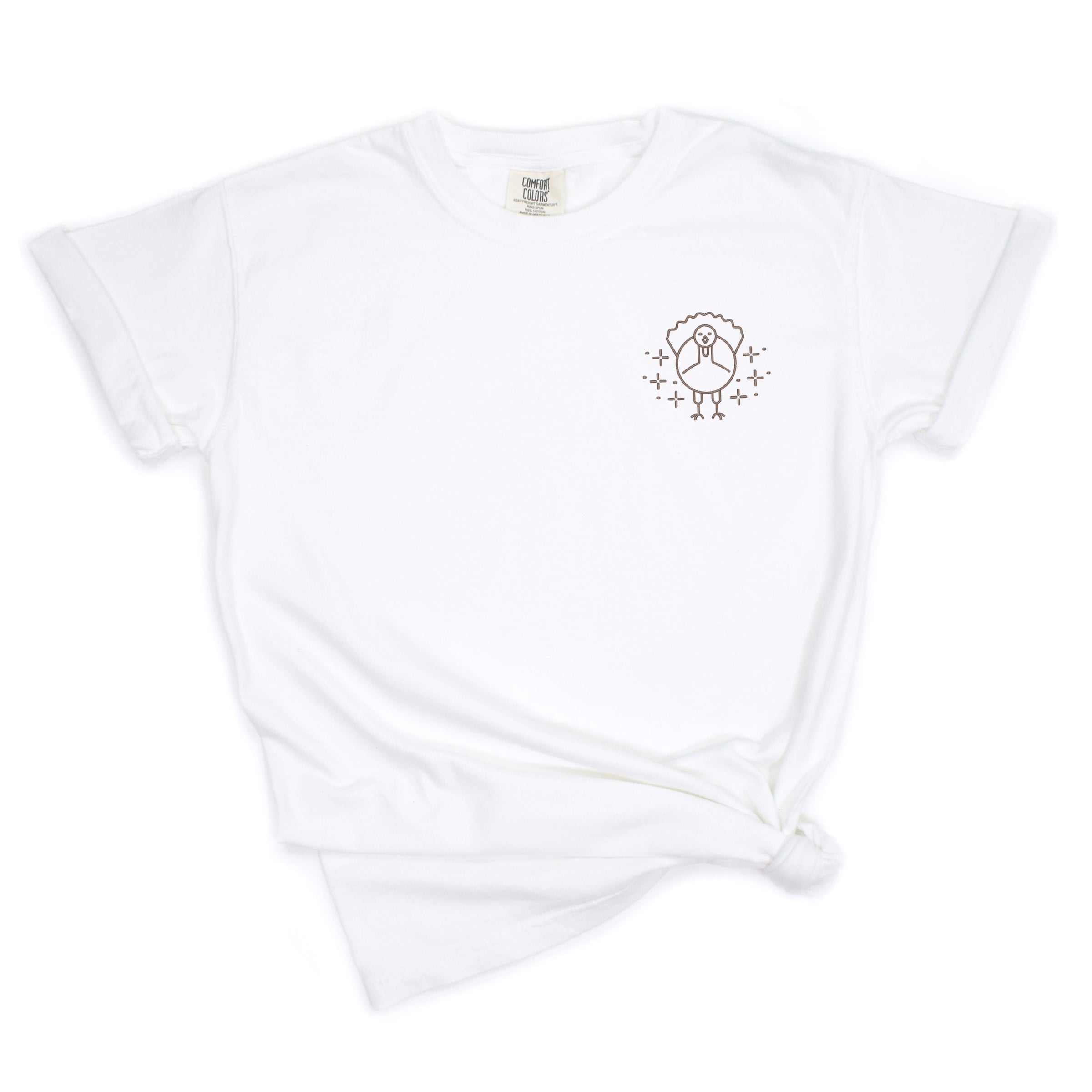 Embroidered Turkey Sparkles - Womens Garment Dyed Tee