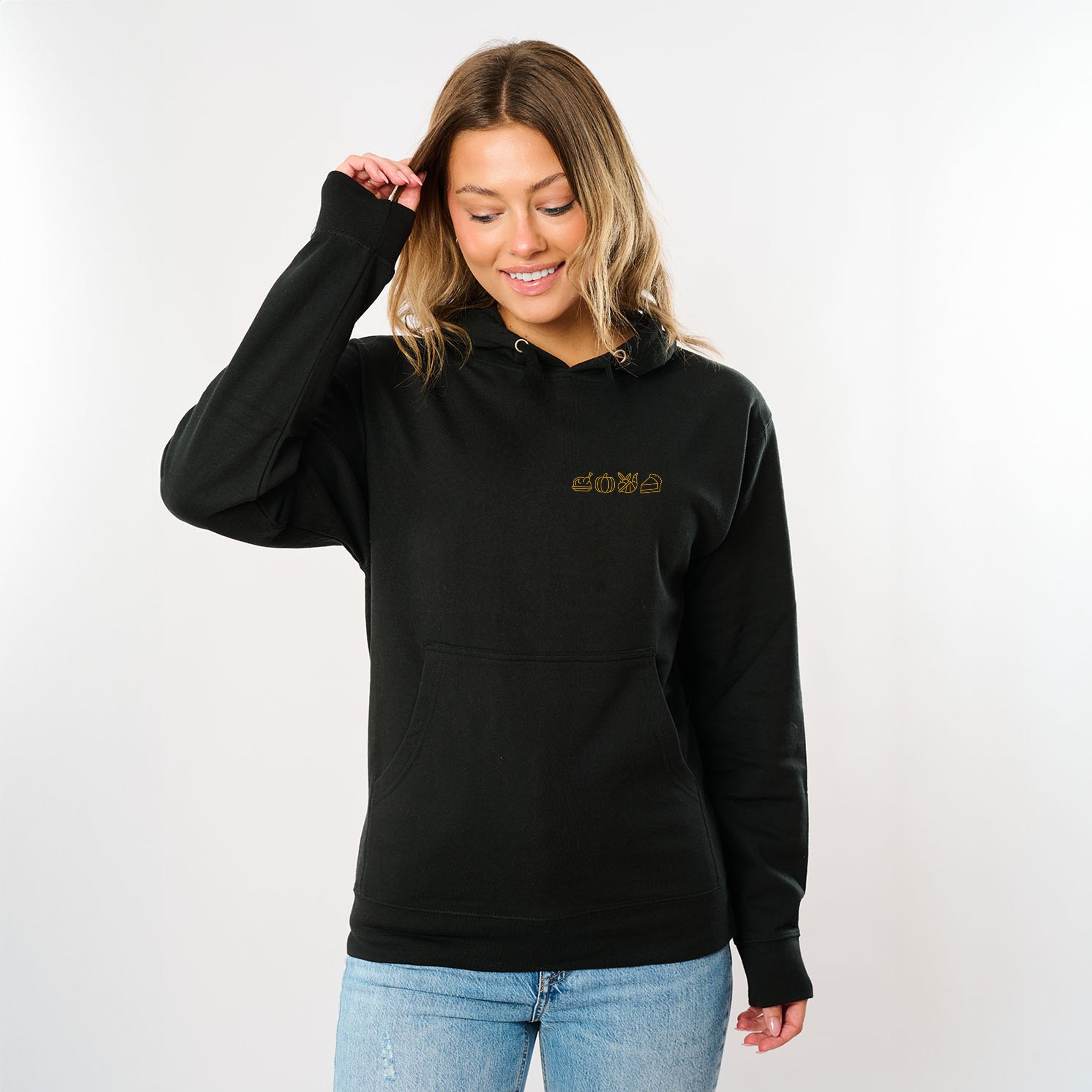 Embroidered Thanksgiving Icons - Womens Hoodie