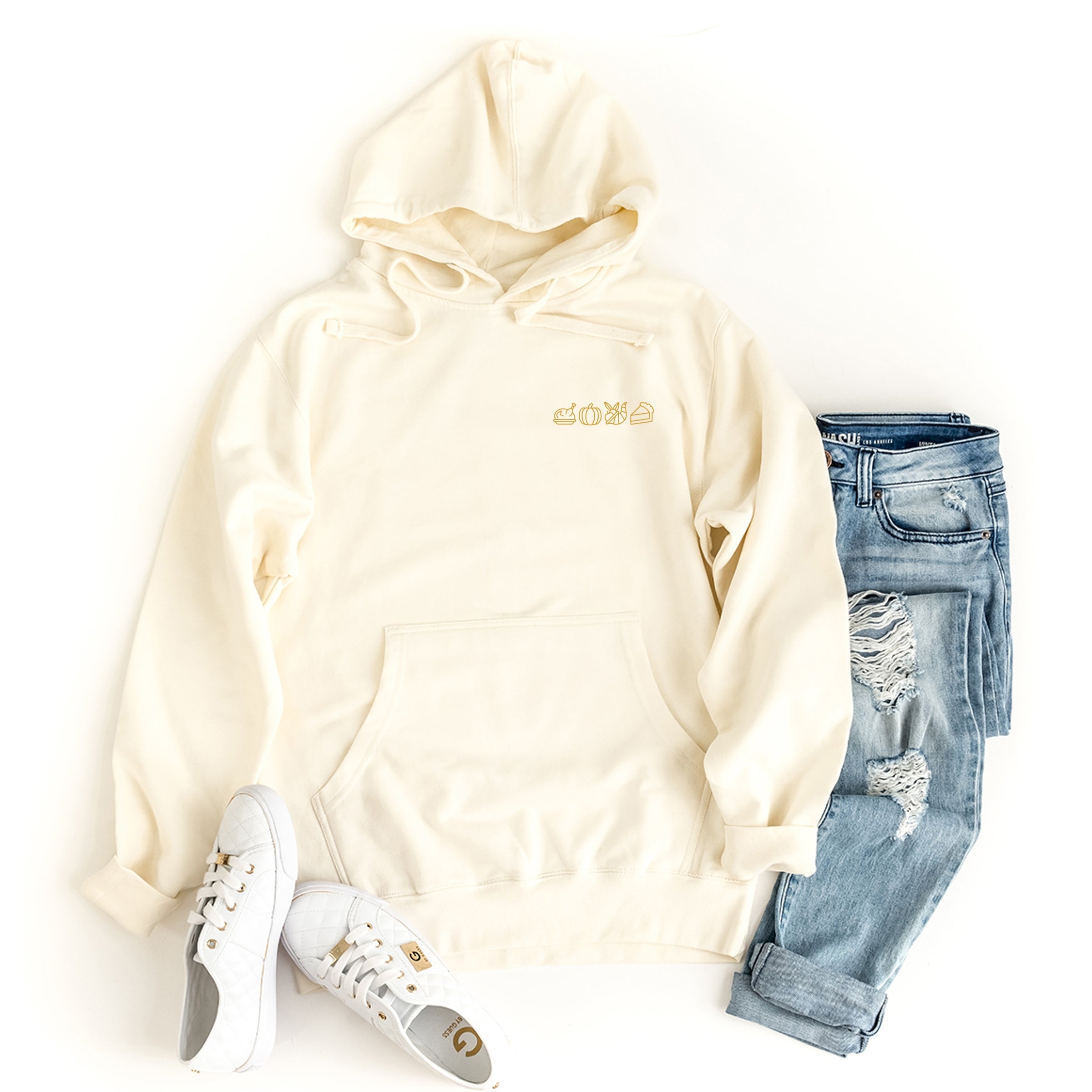 Embroidered Thanksgiving Icons - Womens Hoodie
