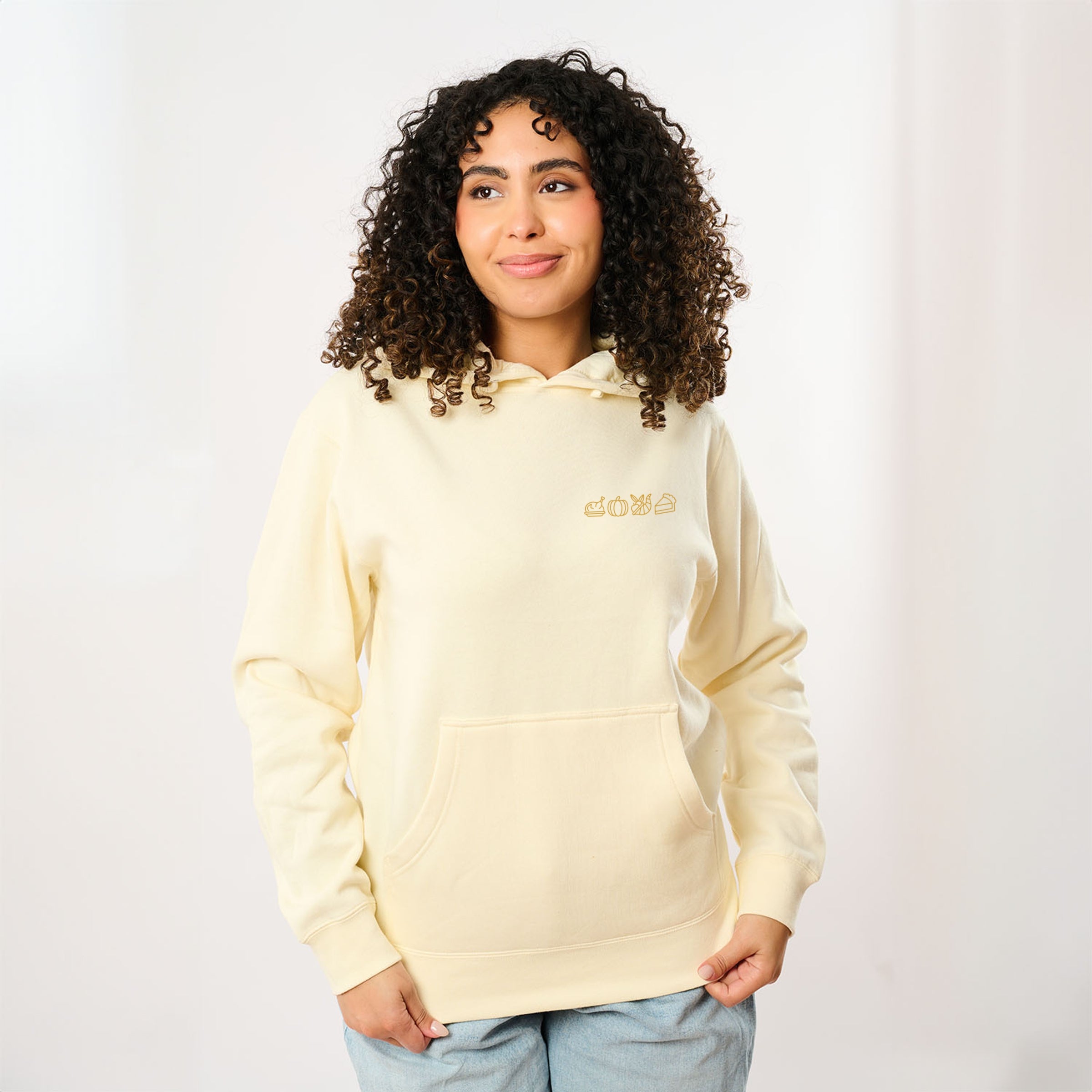 Embroidered Thanksgiving Icons - Womens Hoodie