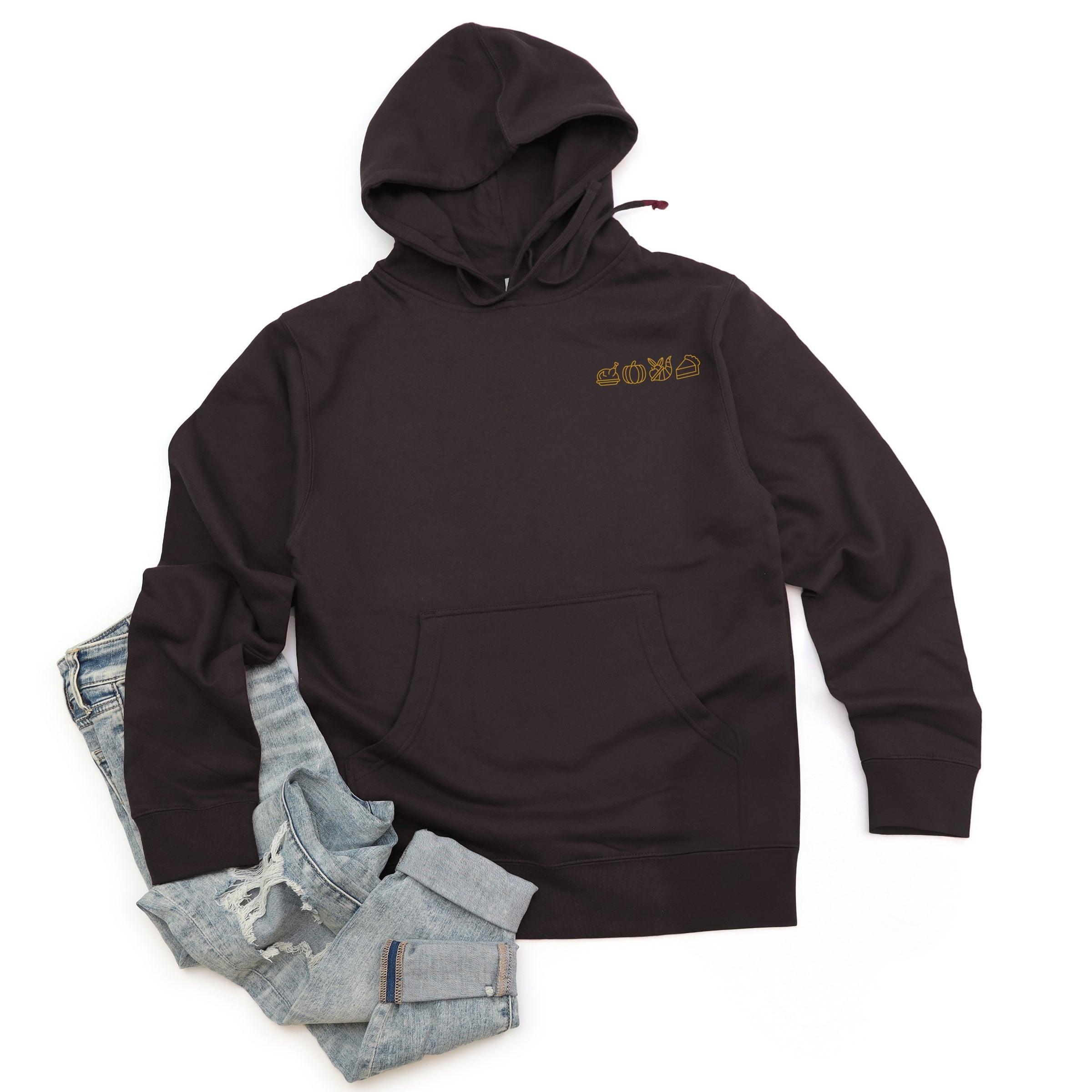 Embroidered Thanksgiving Icons - Womens Hoodie