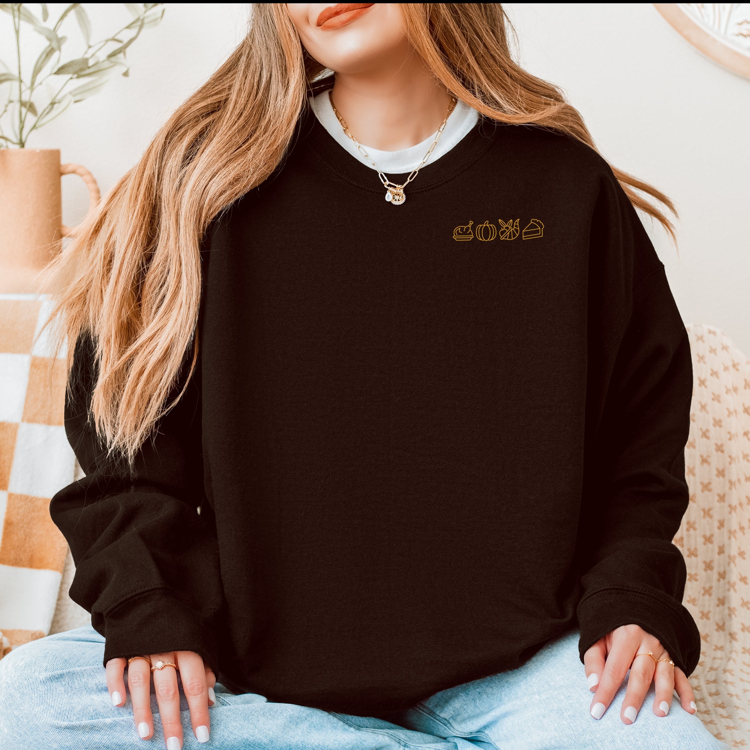 Embroidered Thanksgiving Icons -  Women's Sweatshirt