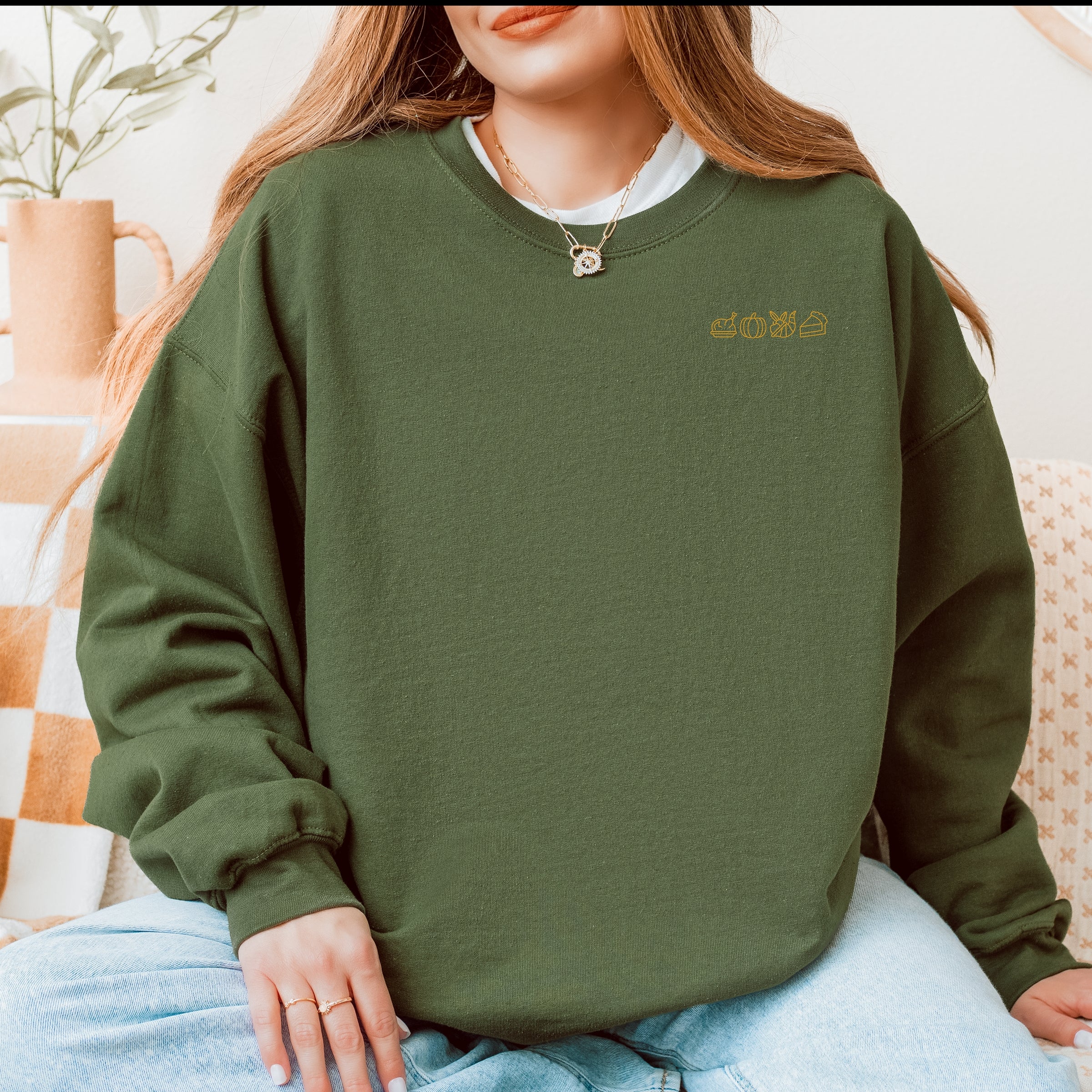 Embroidered Thanksgiving Icons -  Women's Sweatshirt