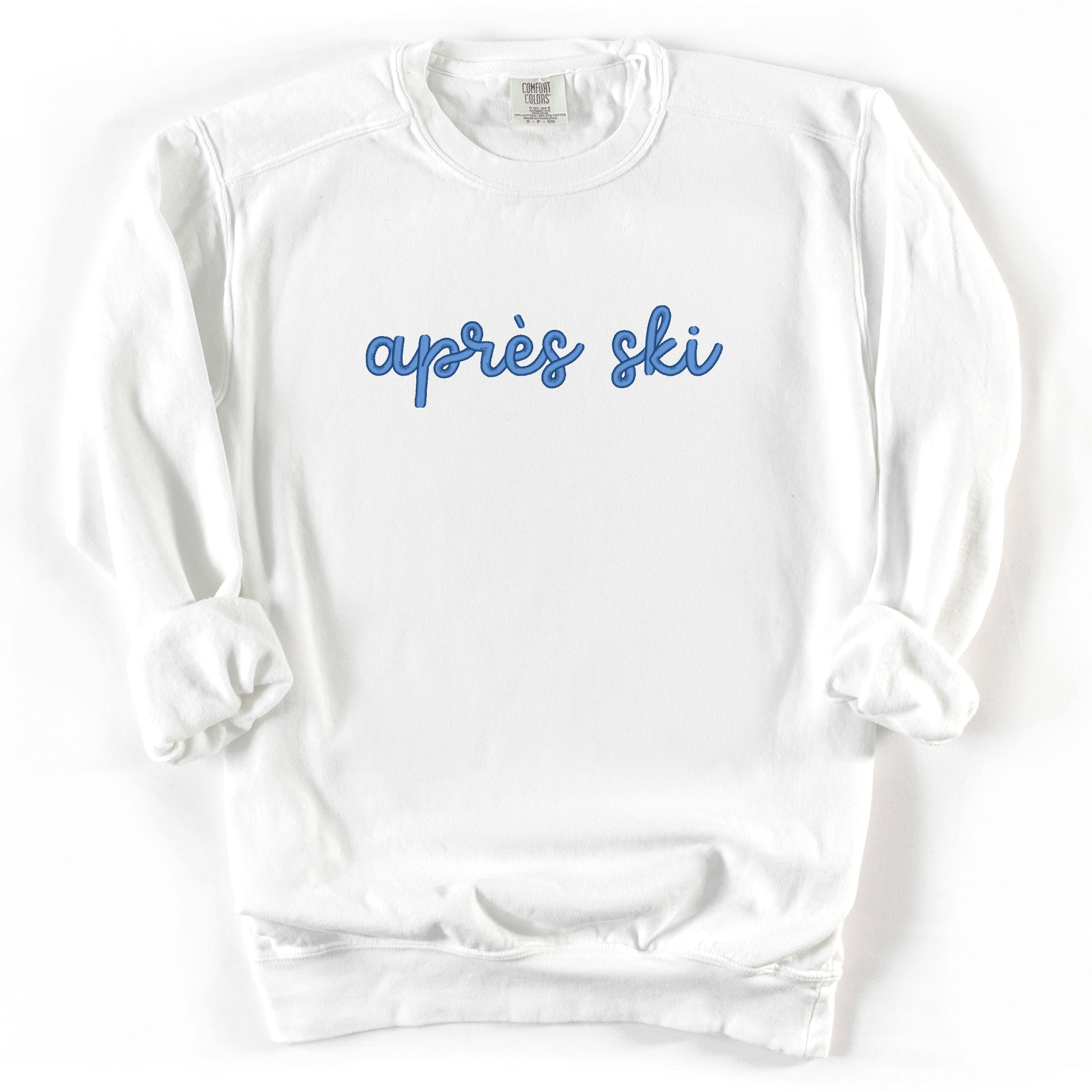 Embroidered Après Ski Words - Women's Garment Dyed Graphic Sweatshirt