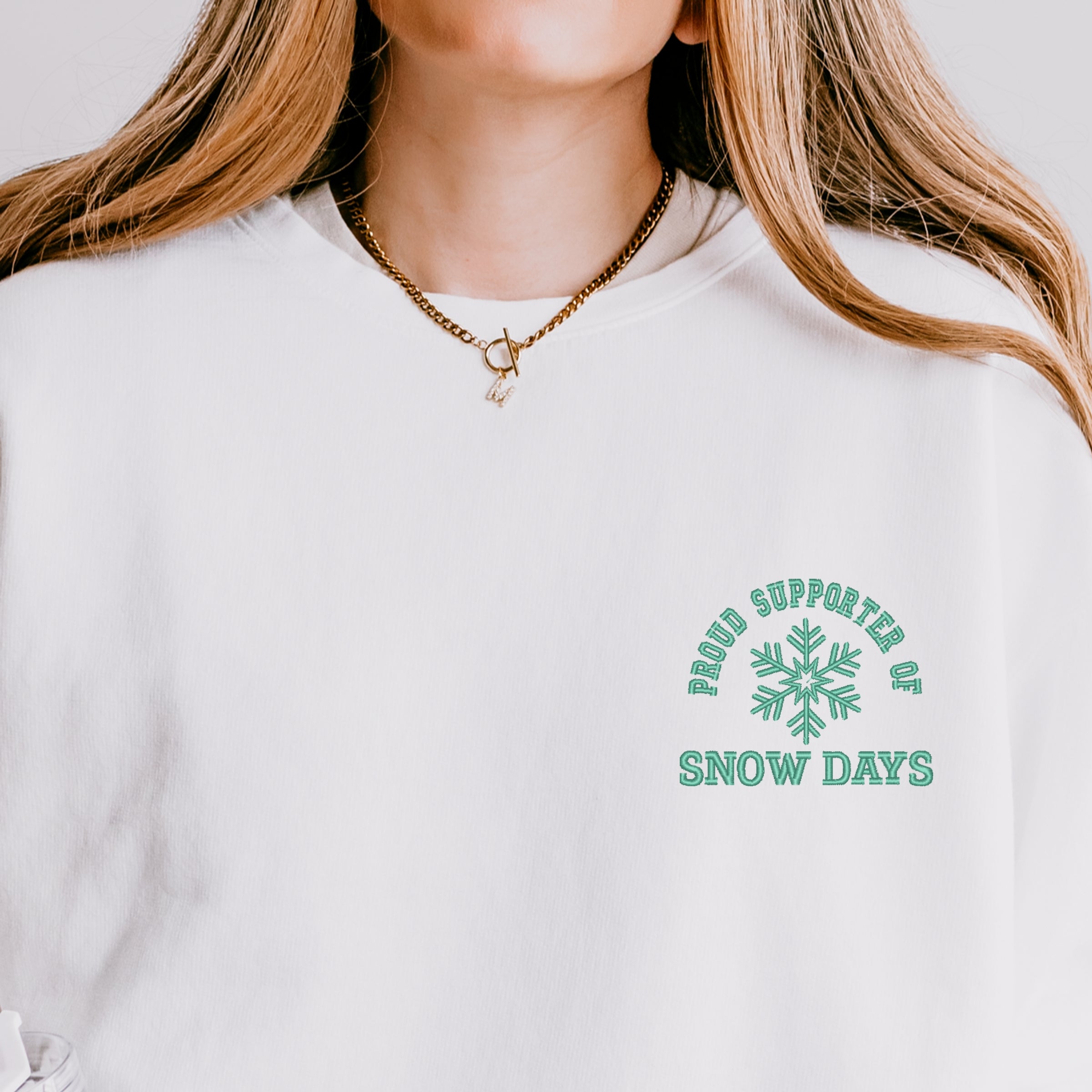 Embroidered Proud Supporter Snow Days - Women's Lightweight Garment Dyed Sweatshirt